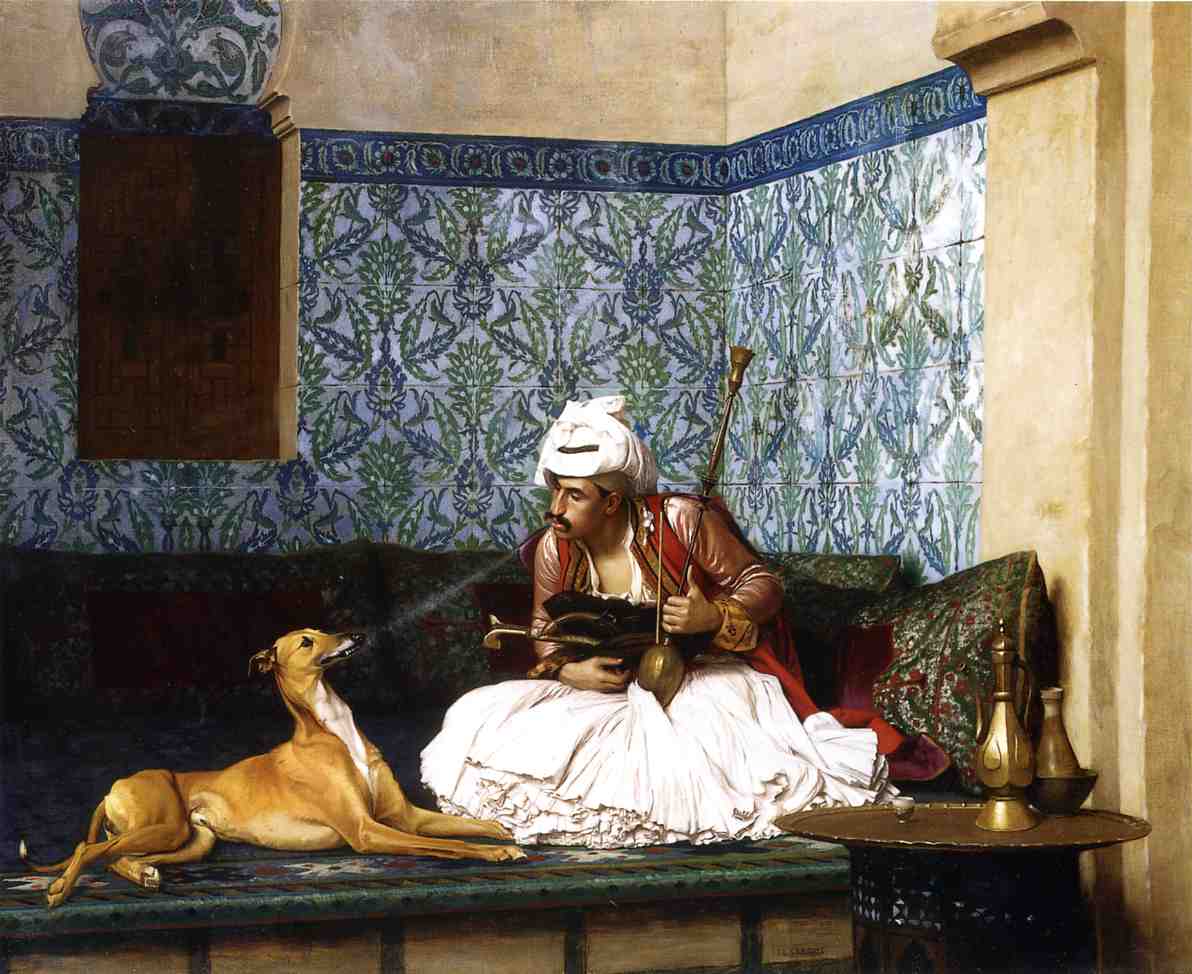 Arnaut bläst seinem Hund Rauch in die Nase