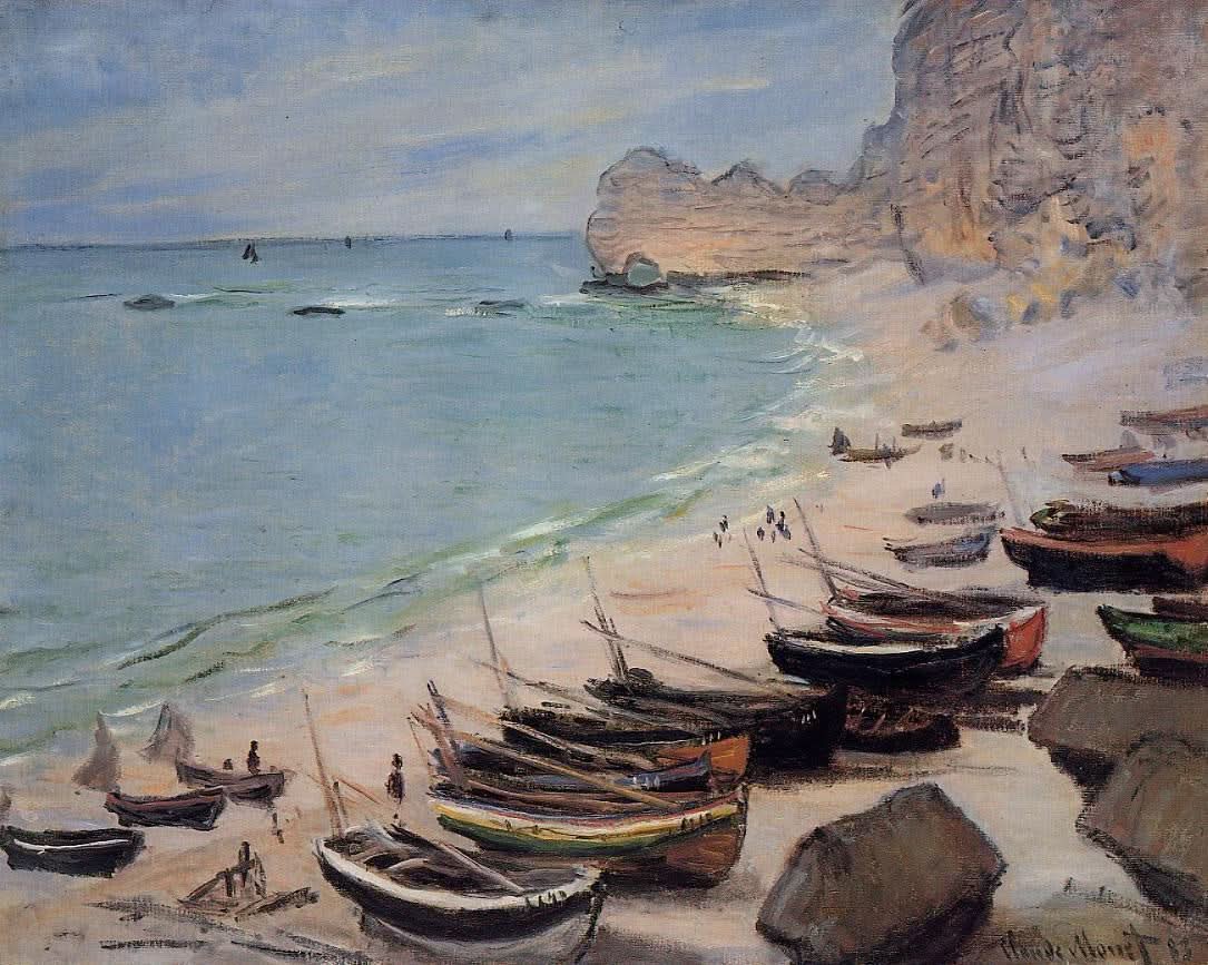 Boote am Strand von Etretat 1
