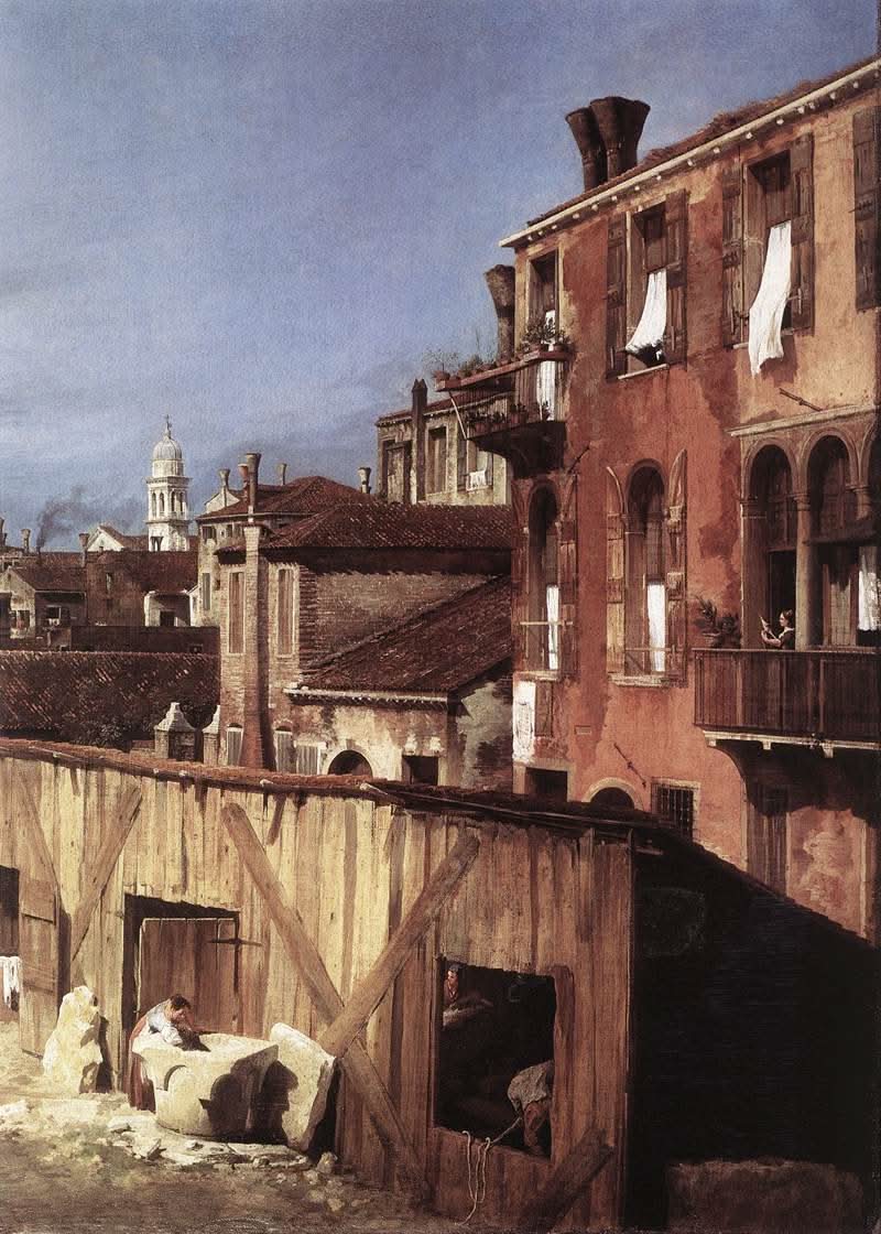 Canaletto Der Hof des Steinmetzes Detail