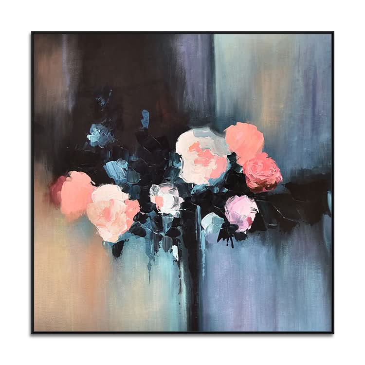 Schwarzes und rotes Ölgemälde, Originalgemälde, Acrylgemälde, Wandkunst, Leinwand | Blumen