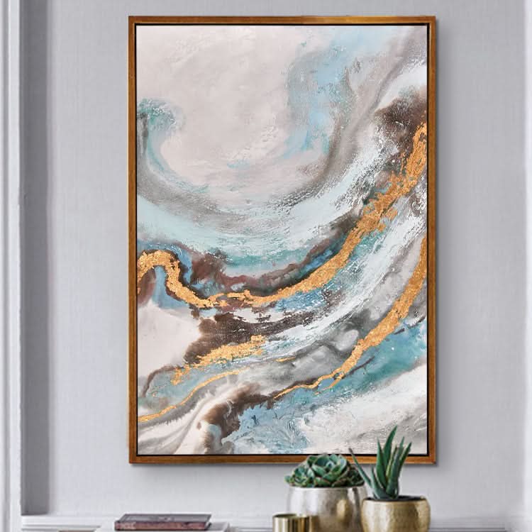 Räumliche Illusion - Handgemachte moderne Goldfolienkunst-Malerei