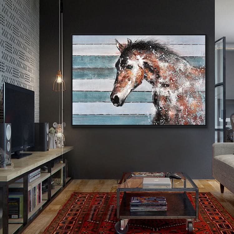 Galoppierende Pferde - Handgemaltes Ölgemälde auf Leinwand von rennenden Pferden, moderne Wandkunst