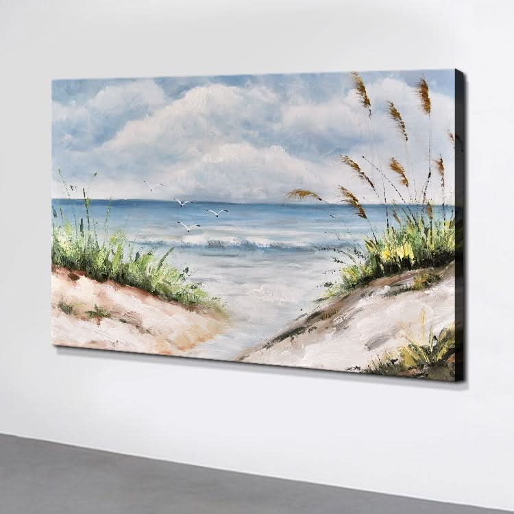 Klarer blauer Himmel - Handgemaltes Landschaftsölgemälde Ozean Leinwand Wandkunst