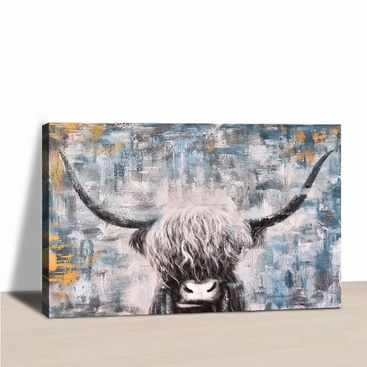 Hübsche Kuh - Handgemachtes Tierölgemälde auf Leinwand, Acryl-Wandkunstdruck