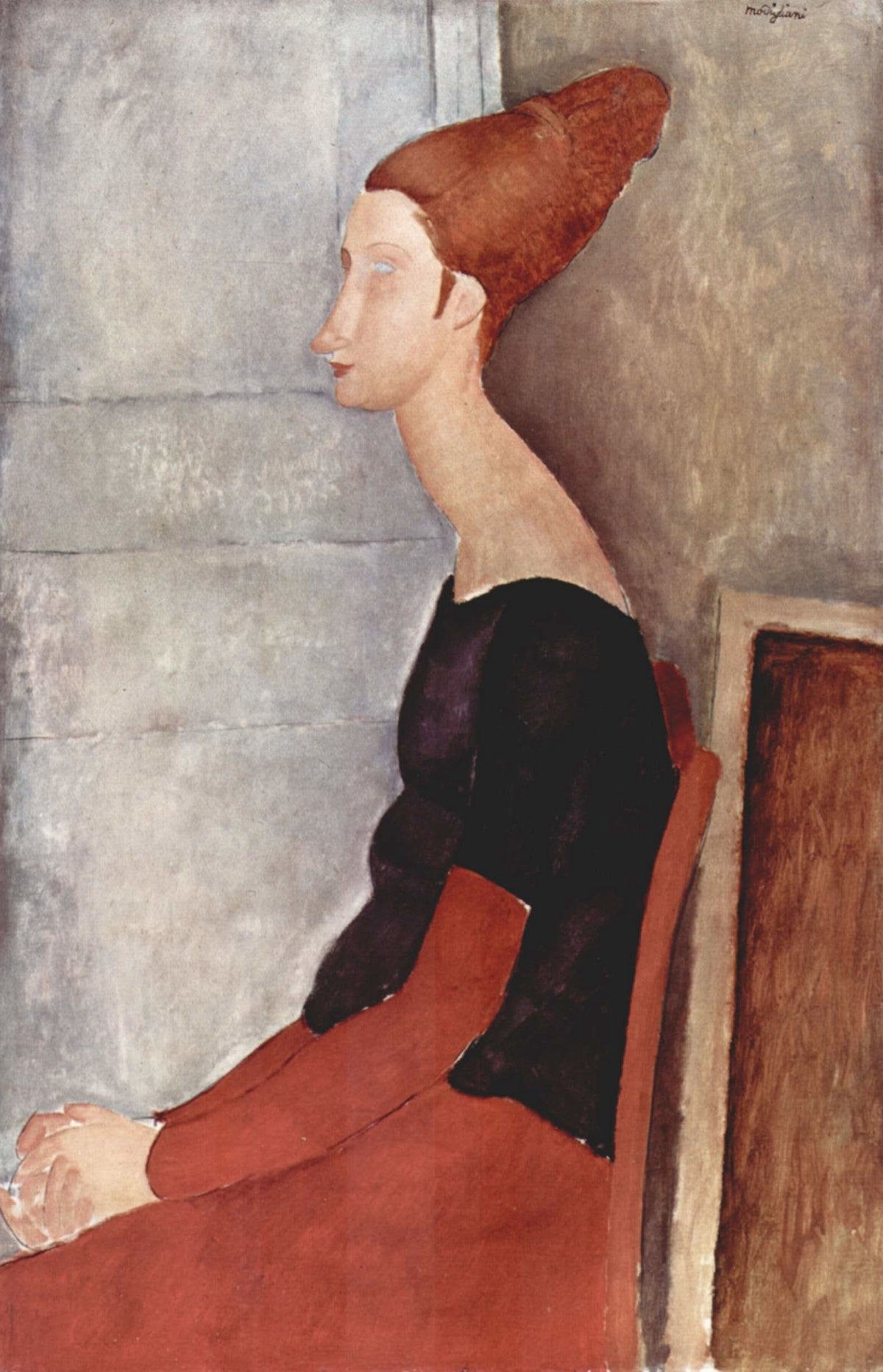 Porträt von Jeanne H. Buterne in dunkler Kleidung