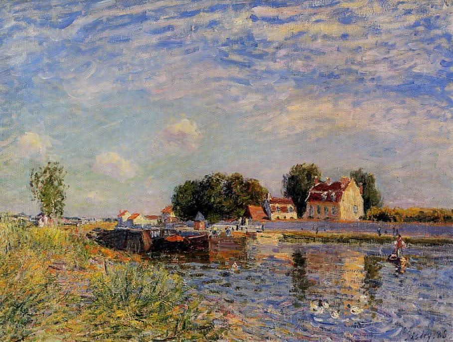 Saint Mammes Enten auf dem Kanal