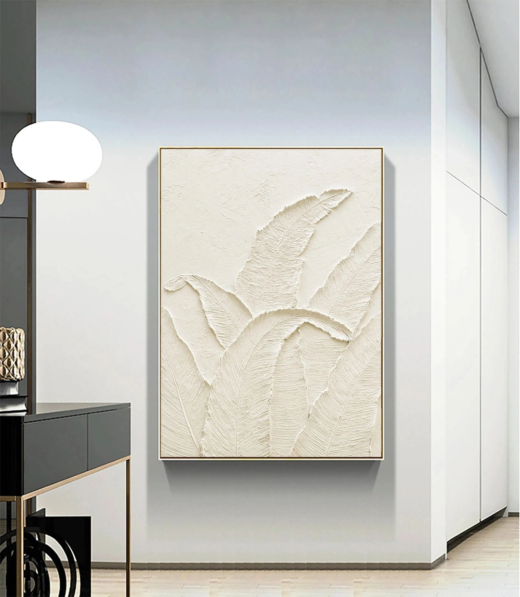 3D Textured Plaster Minimalist Painting White Wall Decor