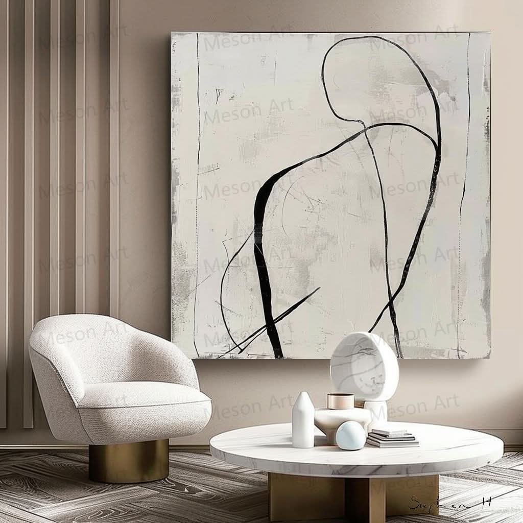 Special Gift for Mom Large White and Black Abstract Art for Sale White and Black Minimalist Canvas Wall Art Motherly Love Minimalist Art