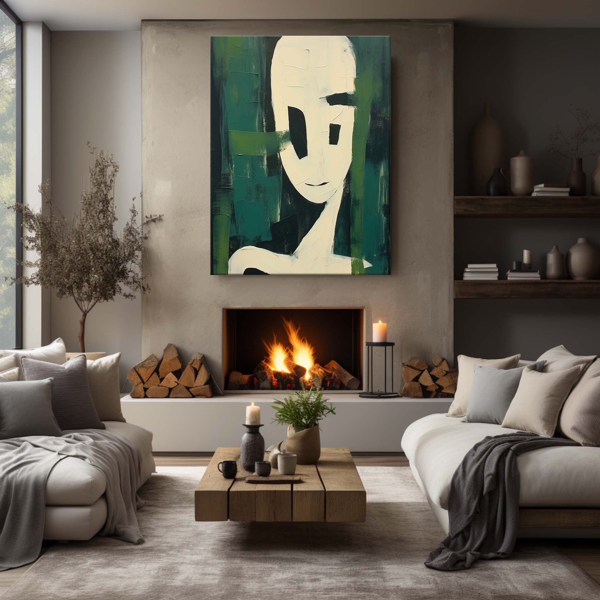 Green Abstract Art On Canvas Green Minimalist Abstract Oil Painting Wabi Sabi Art Wall Decoration