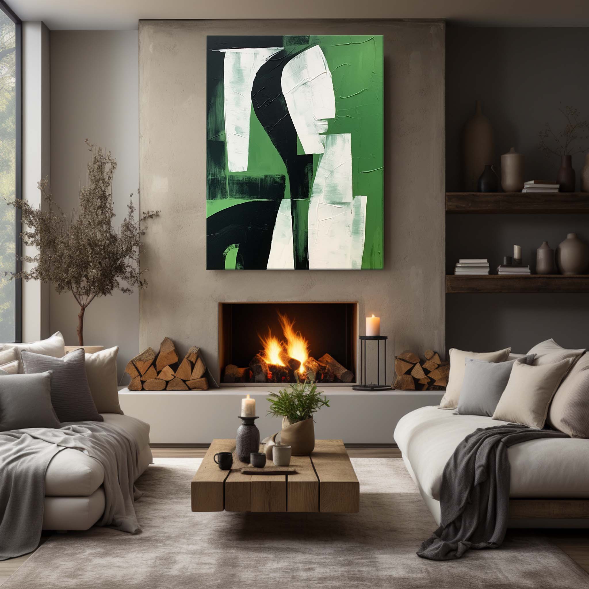 Green Contemporary Minimalist Art Green Abstract Minimalist Oil Painting Green Abstract Art Canvas