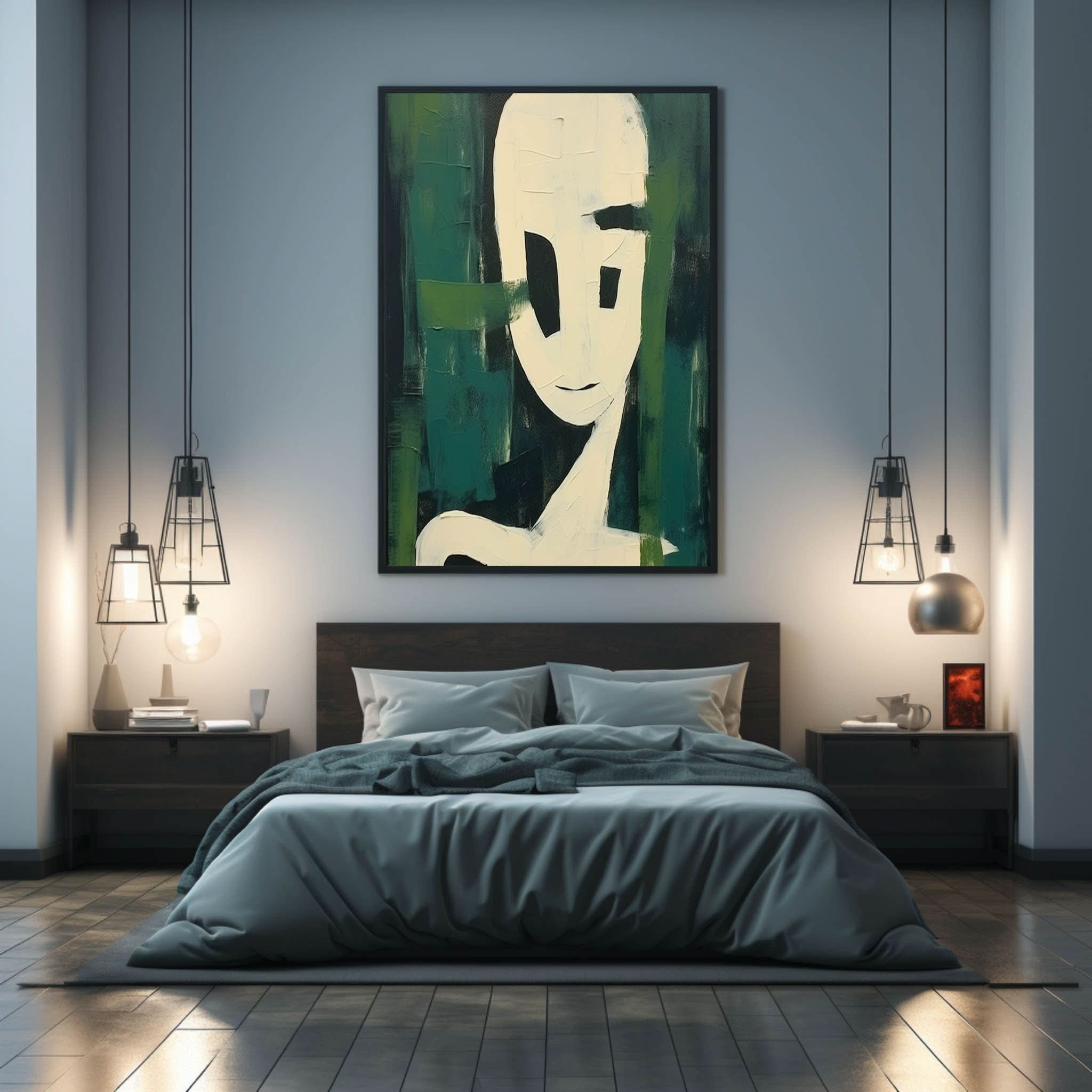 Green Abstract Art On Canvas Green Minimalist Abstract Oil Painting Wabi Sabi Art Wall Decoration