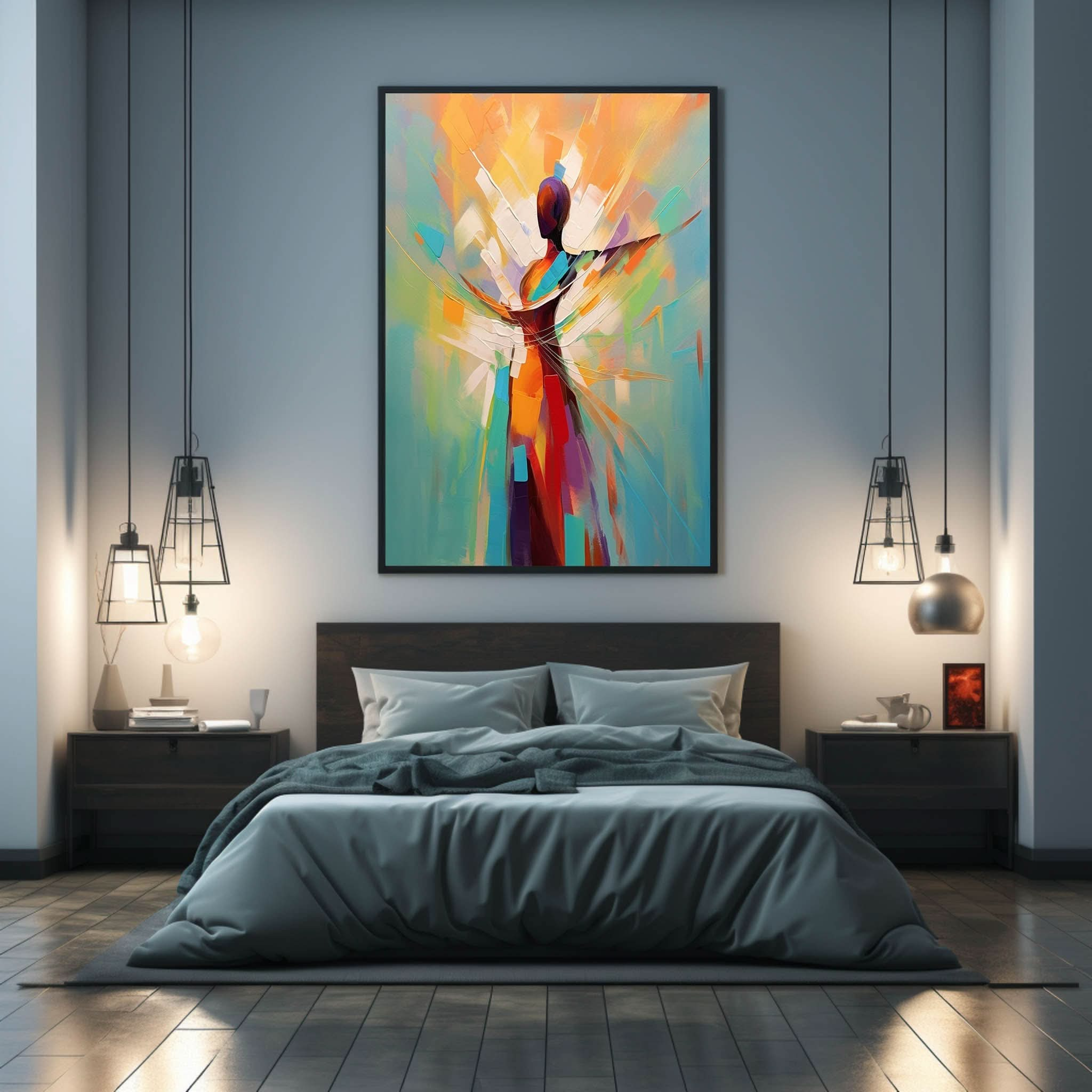 Palette Woman Oil Painting Palette Model Canvas Art Abstract People Art on Canvas Colorful Wall Art