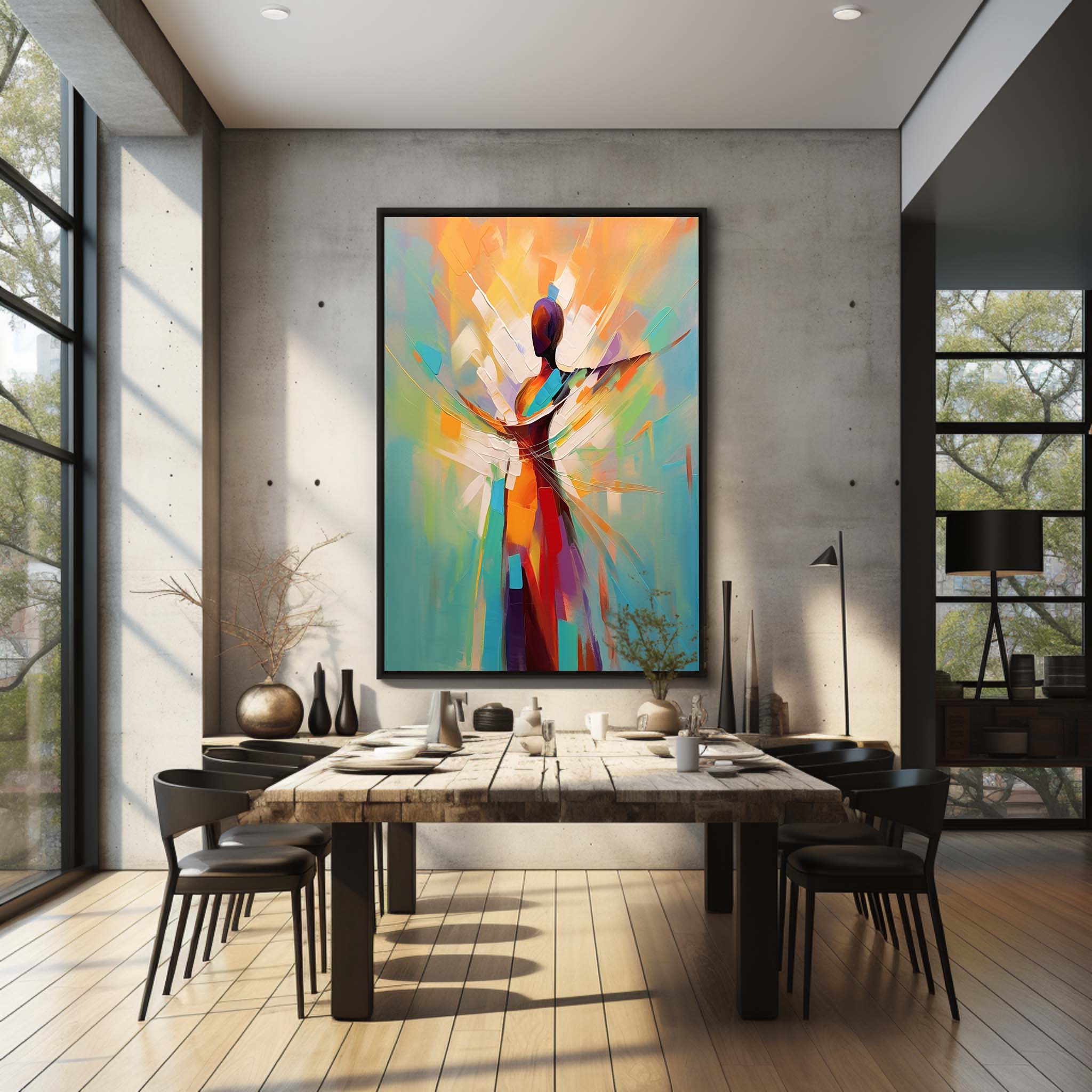 Palette Woman Oil Painting Palette Model Canvas Art Abstract People Art on Canvas Colorful Wall Art