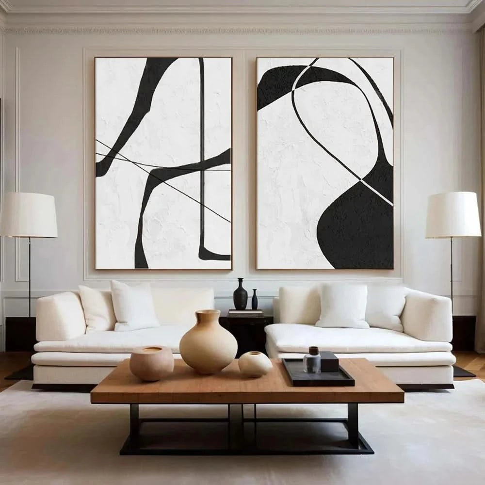 White & Black Wabi Sabi Abstract Wall Art #WS326