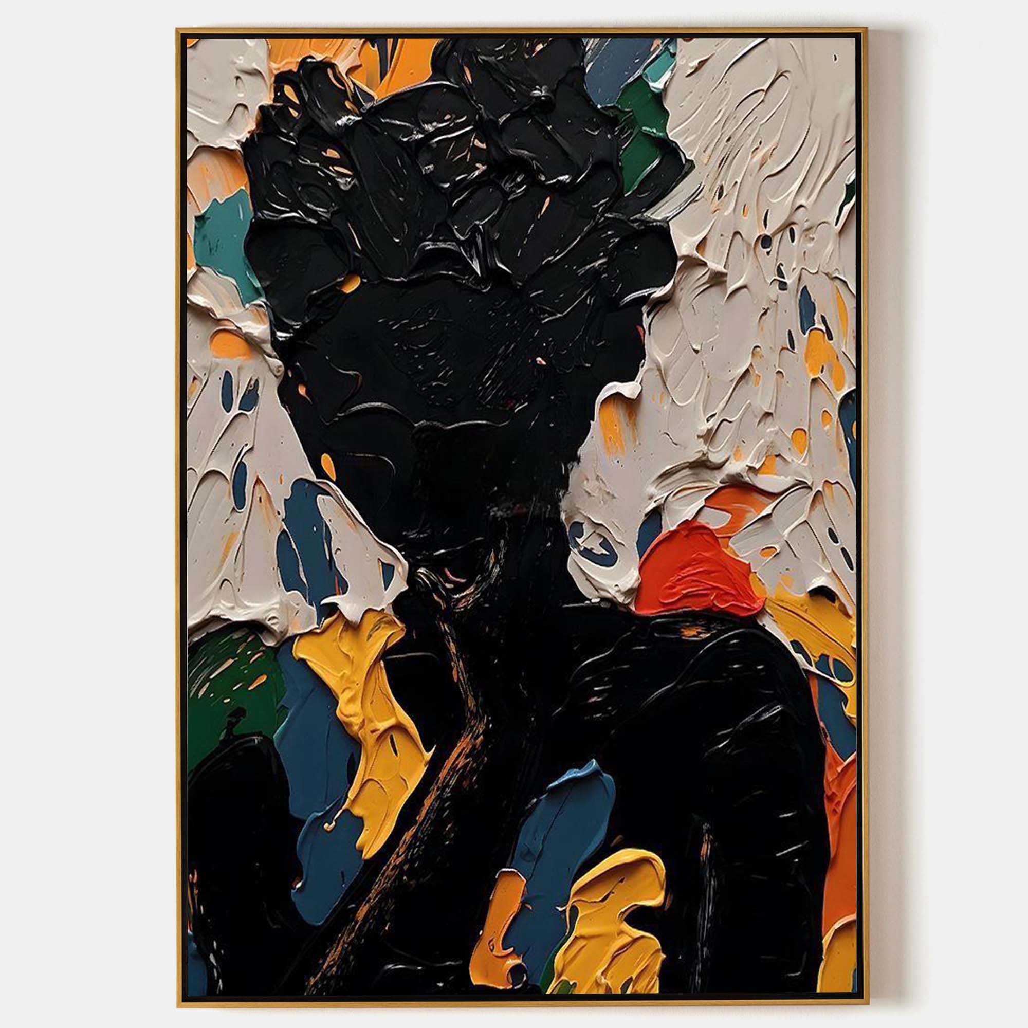 Black Abstract Man Oil Painting Black Abstract Man Canvas Art Abstract Figure Wall Decor Painting