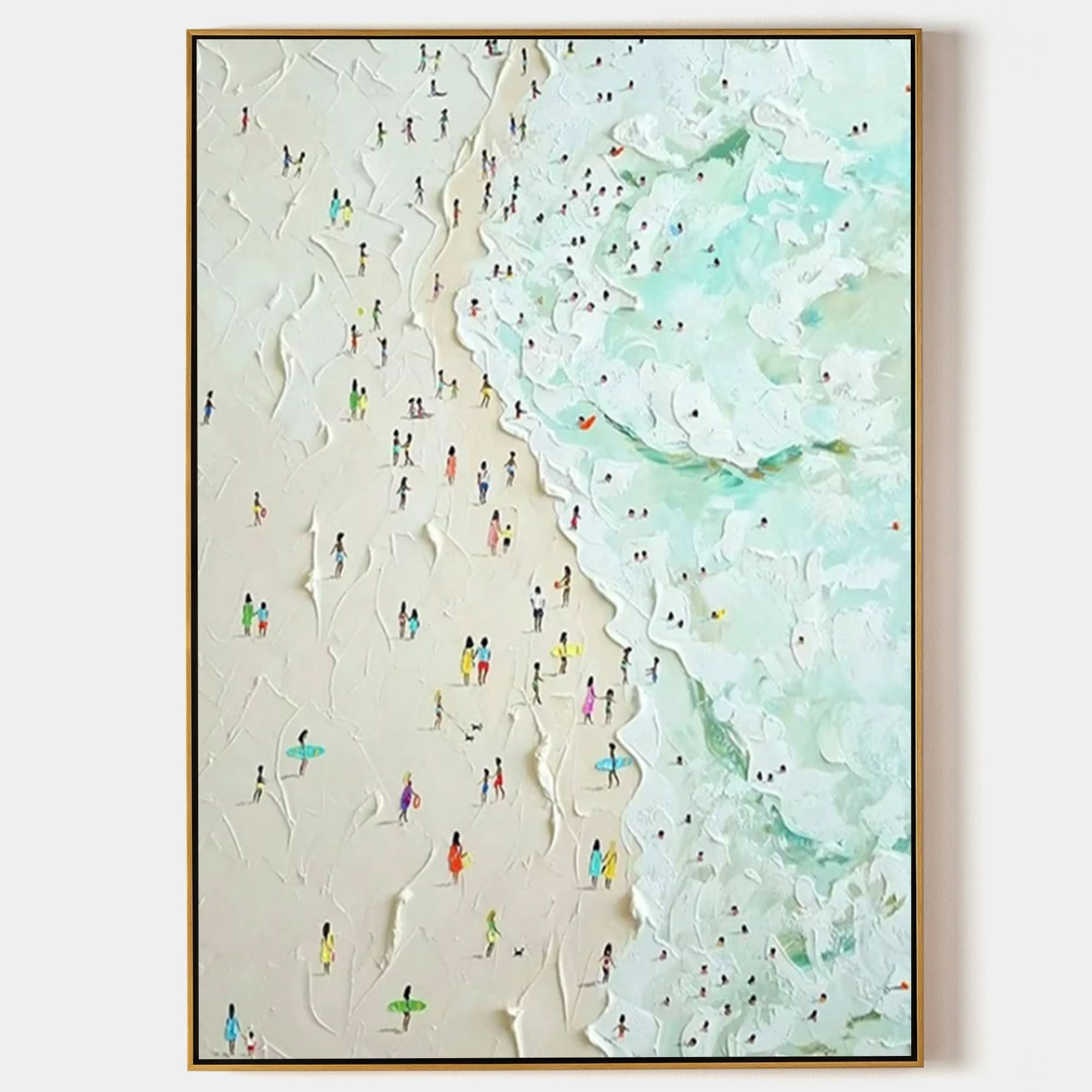 Seaside Beach 3D Landscape Painting Seaside Beach Texture Wall Art 3D Plaster Art Beach Oil Painting