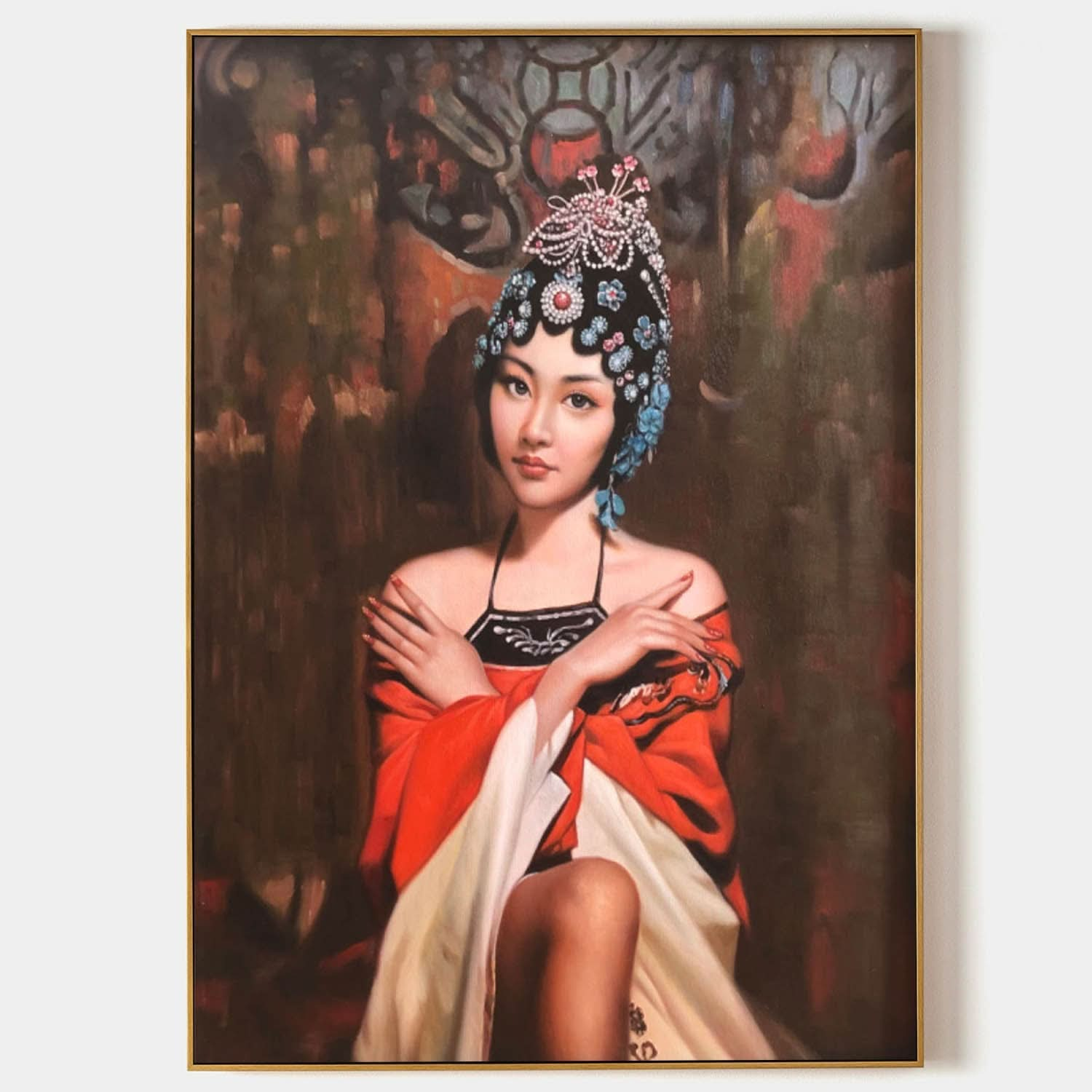 Realistic Oil Painting Peking Opera Girl Super Realistic Peking Opera Girl Art Peking Opera Girl Portrait Canvas Wall Art