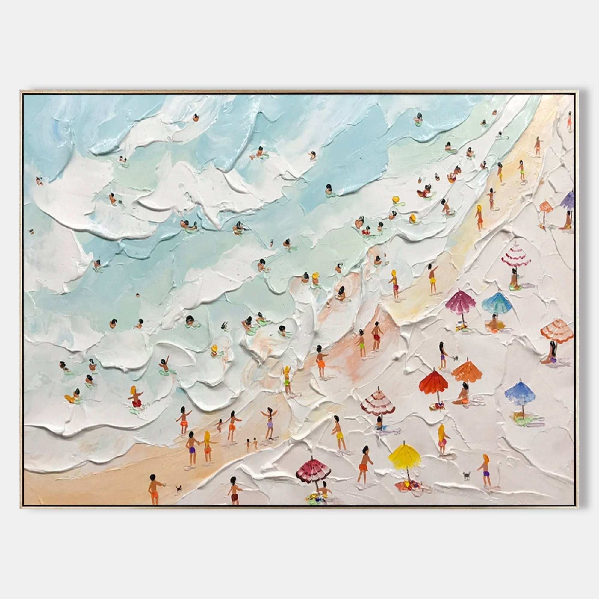 Seaside Beach Holiday Canvas Painting Seaside Beach 3D Landscape Art Seaside Beach Texture Wall Art