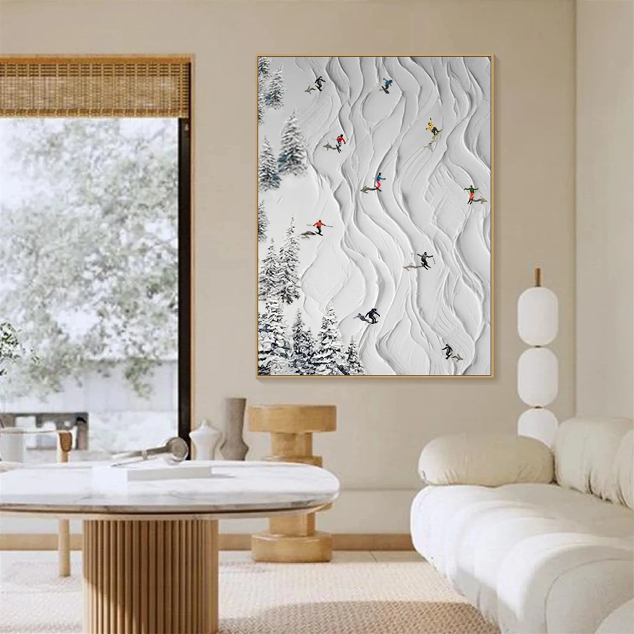 Skiing Sport Art Textured Painting Canvas #MM213