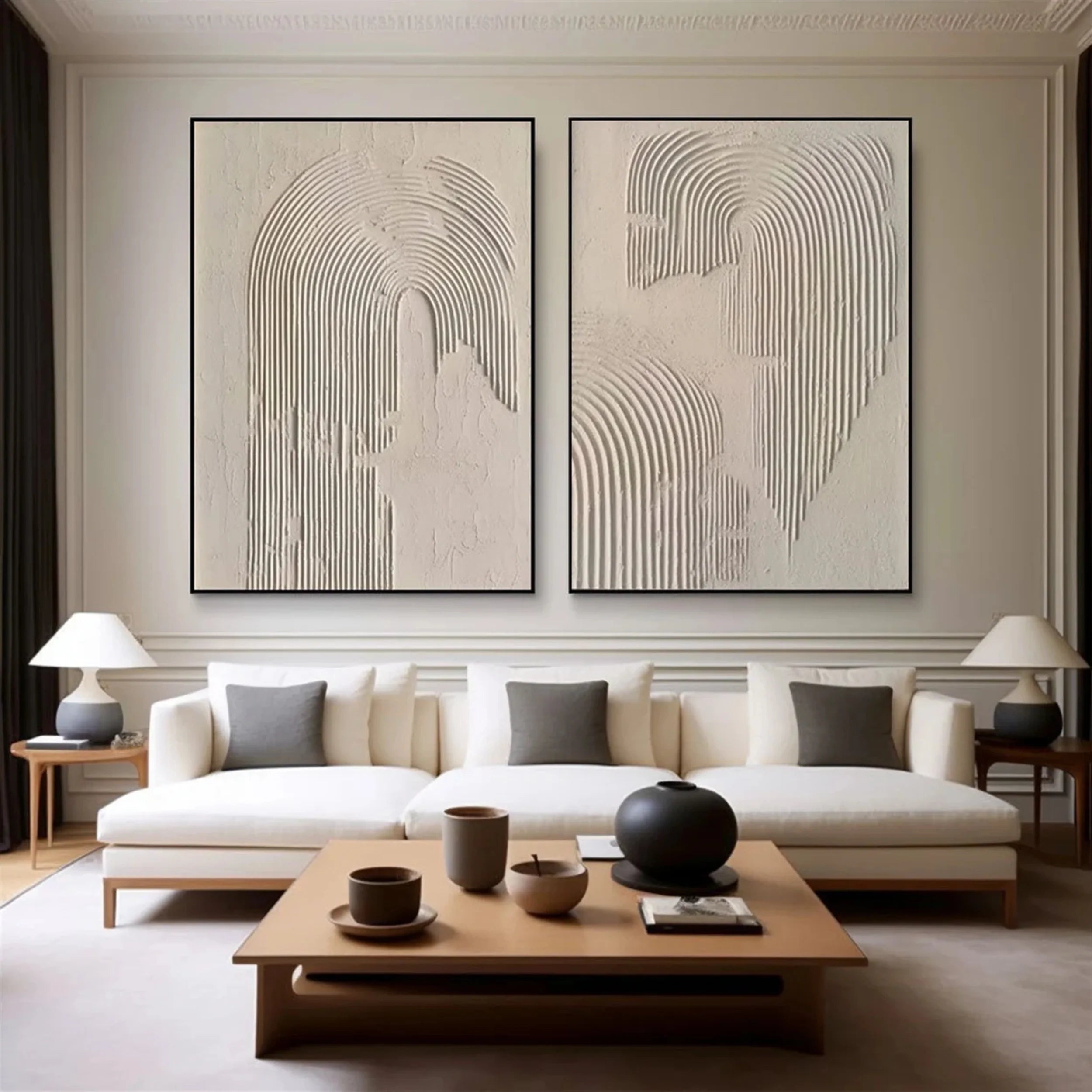 Beige & Brown Abstract Set of 2 #BB069