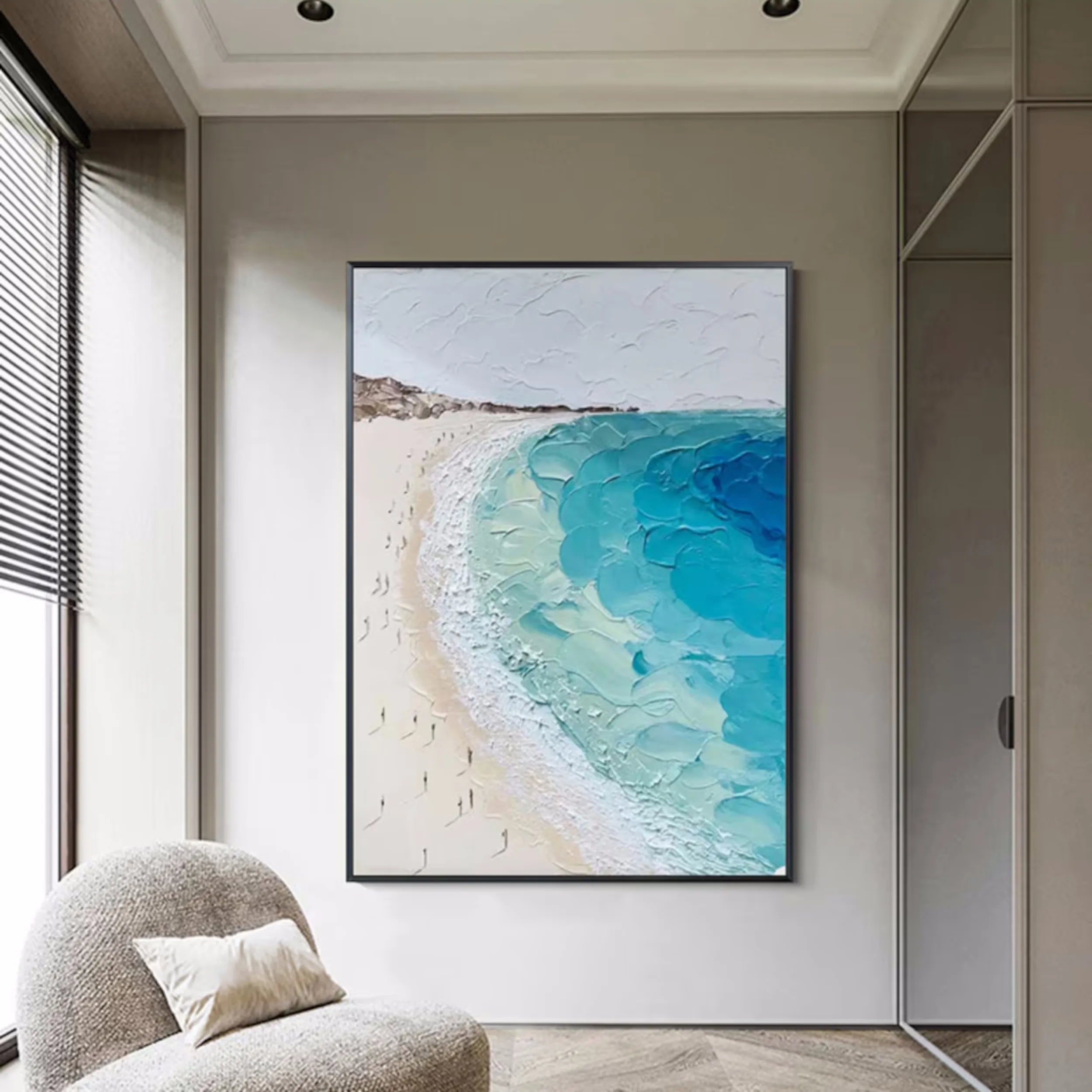 Seascape and Snowy Peak Painting #SP026