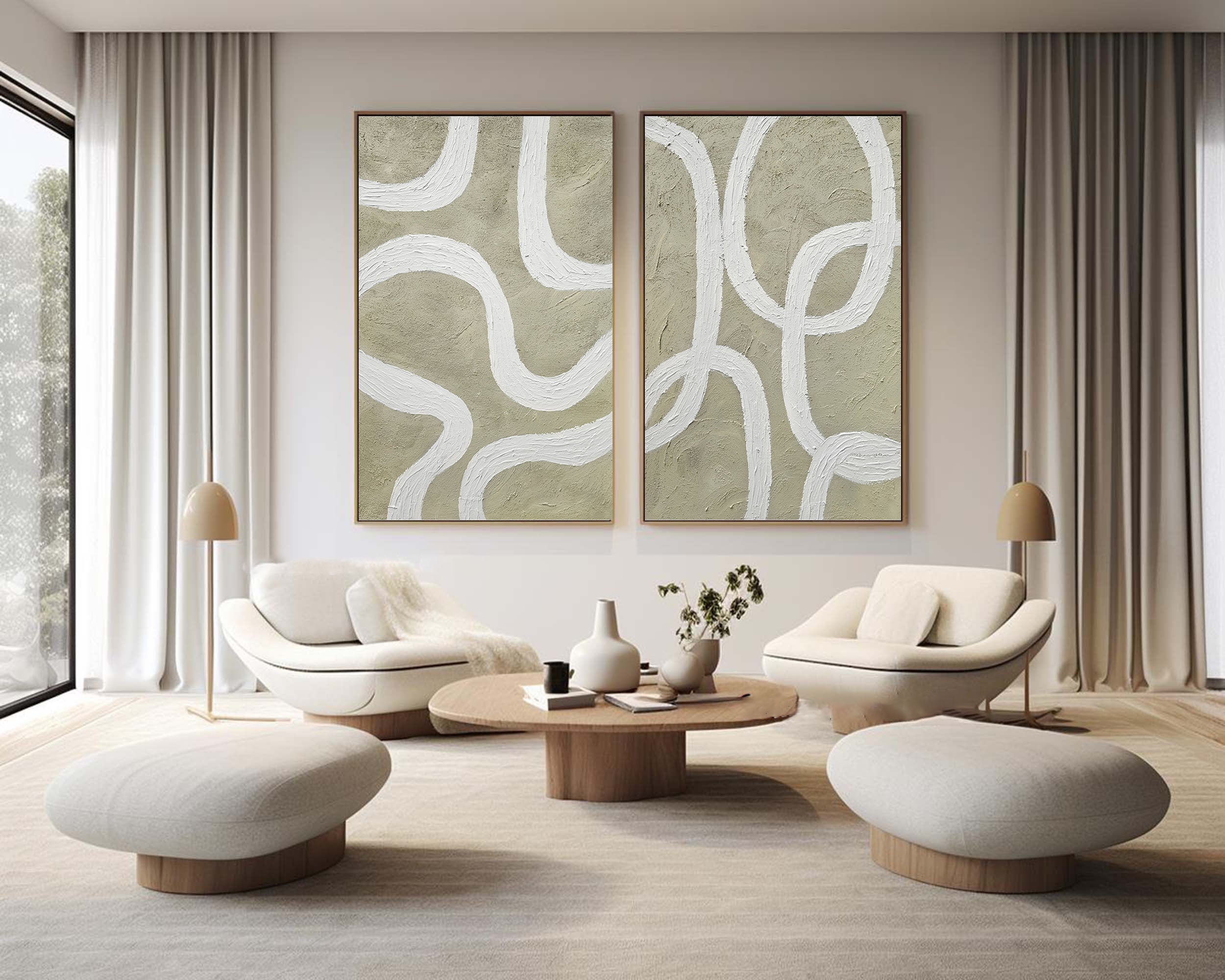 White Minimalist Painting Set Of 2 #WMS 020