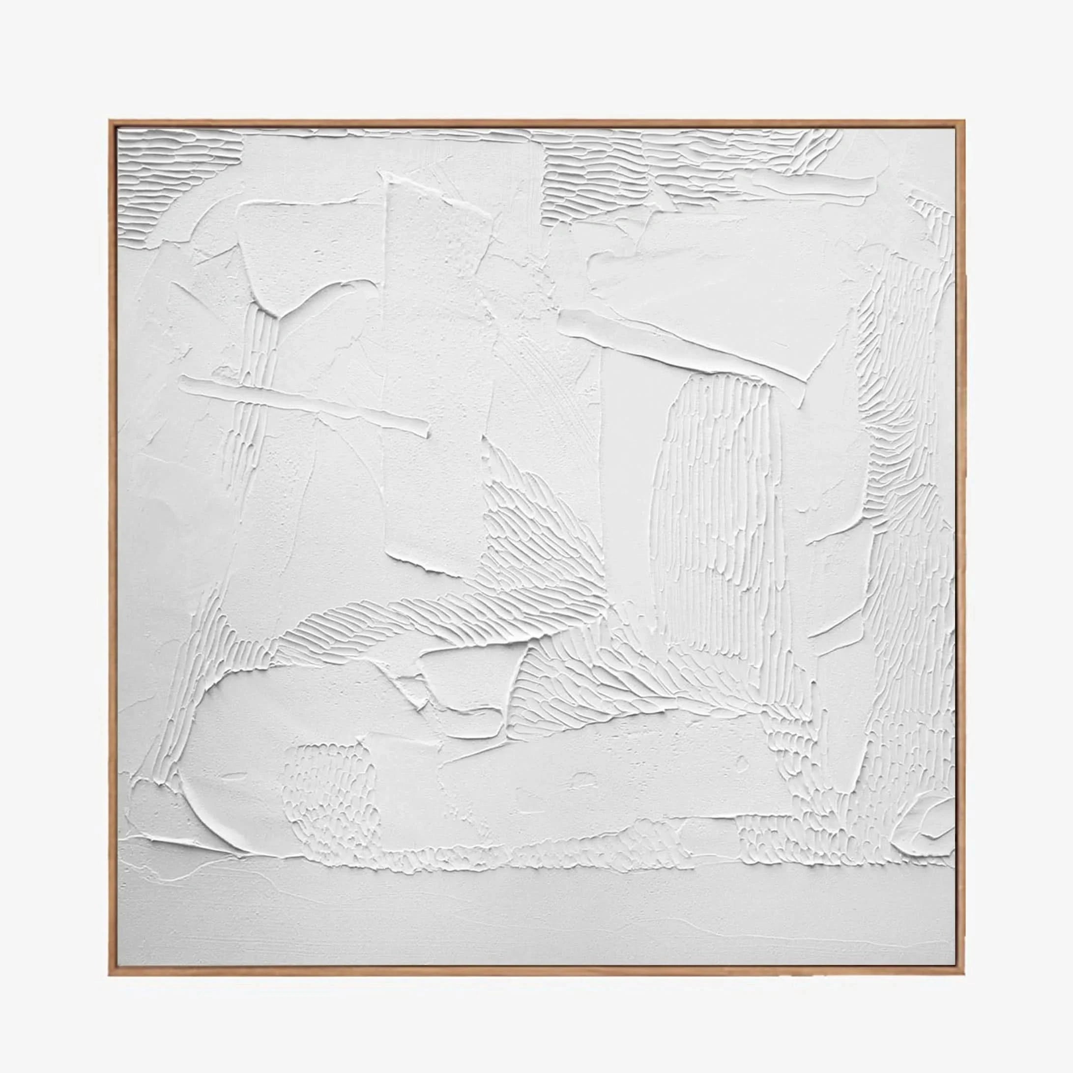 White Plaster 3D Textured Minimalist Big Painting on Canvas Wall Decor