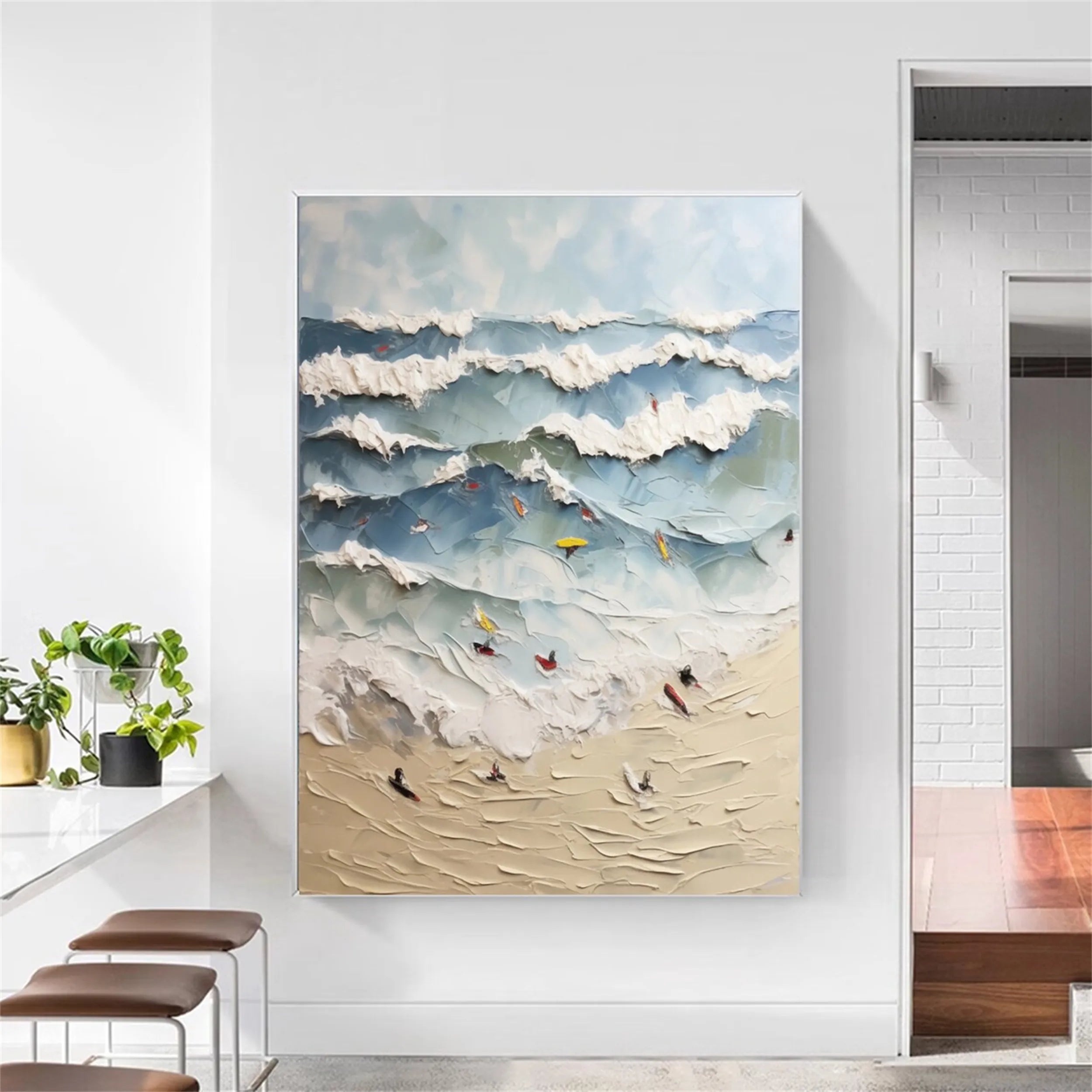 Seascape and Snowy Peak Painting #SP028
