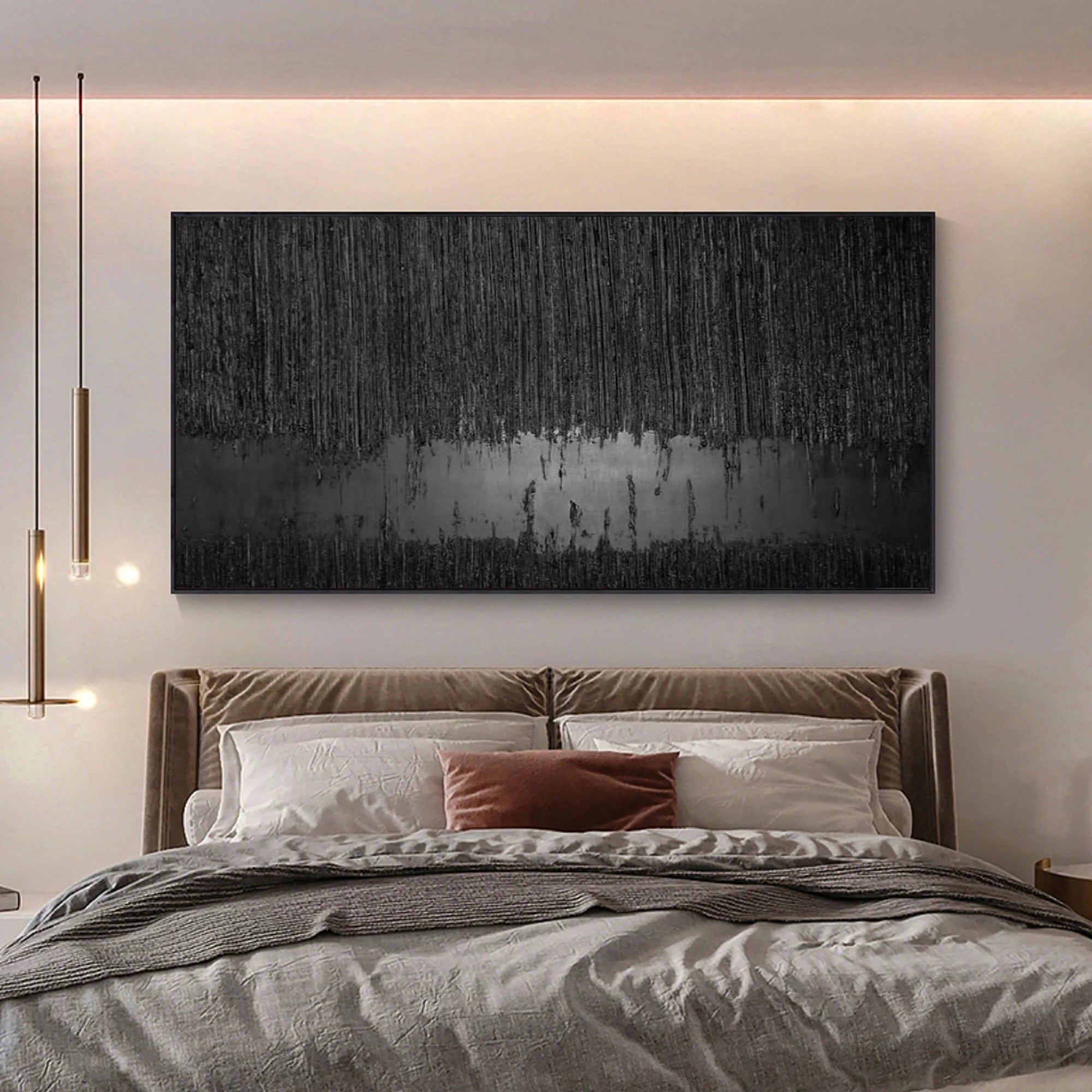 Black Minimalist Textured Painting #MZ024