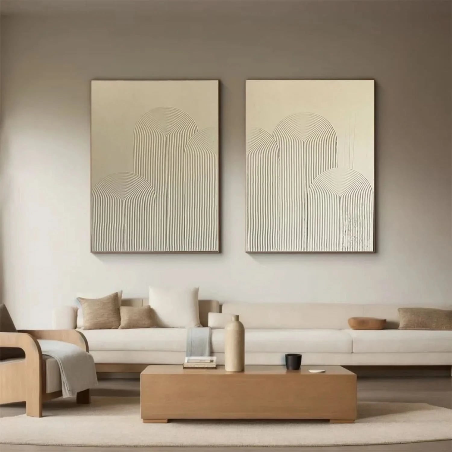 Beige Minimalist Textured Art Set of 2 #MM202