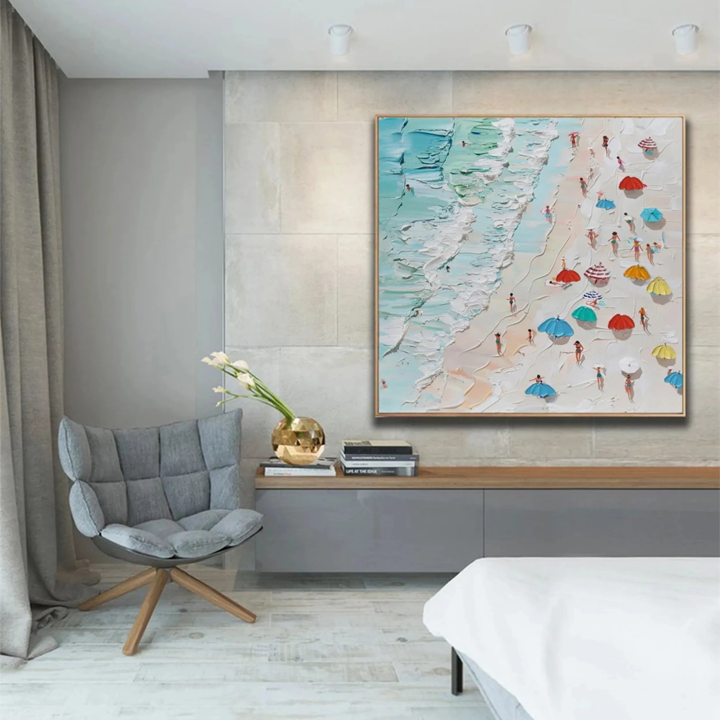 Seascape and Snowy Peak Painting #SP021