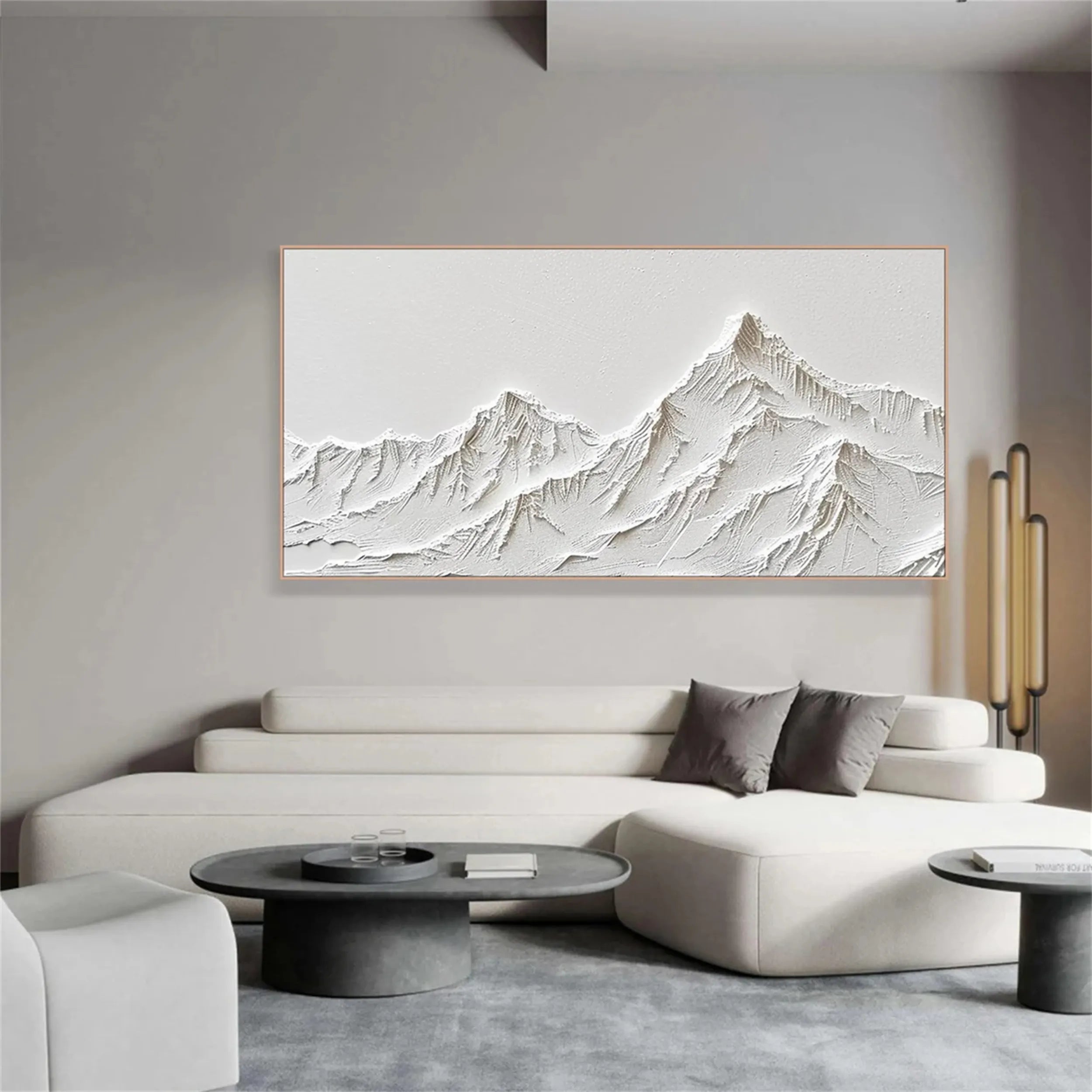 White Minimalist Textured Painting Canvas #MM249