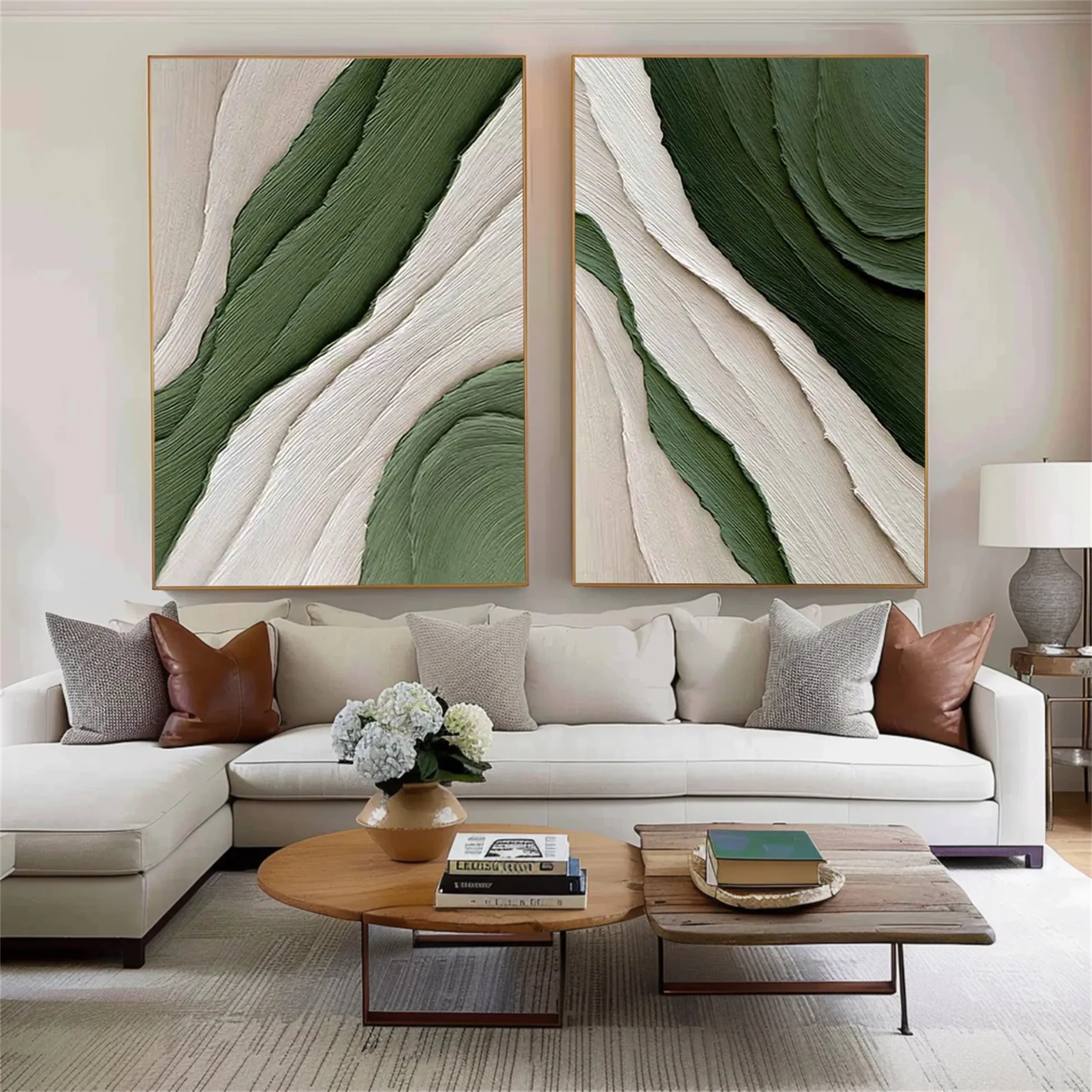 Blue & Green Abstract Set of 2 #BG047