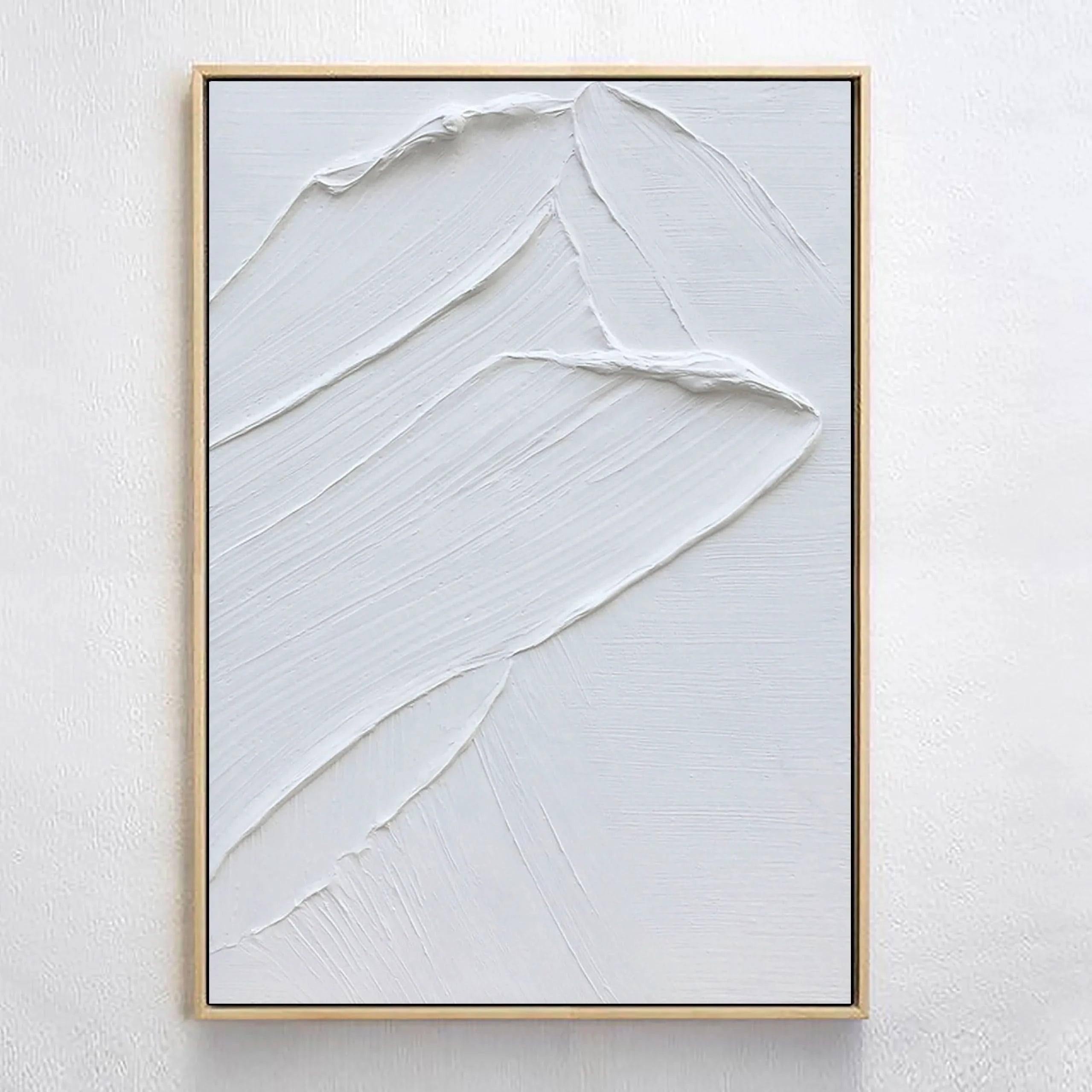 White Abstract Minimalist Painting 3D Textured Handcrafted Wall Art Modernism Home Decor