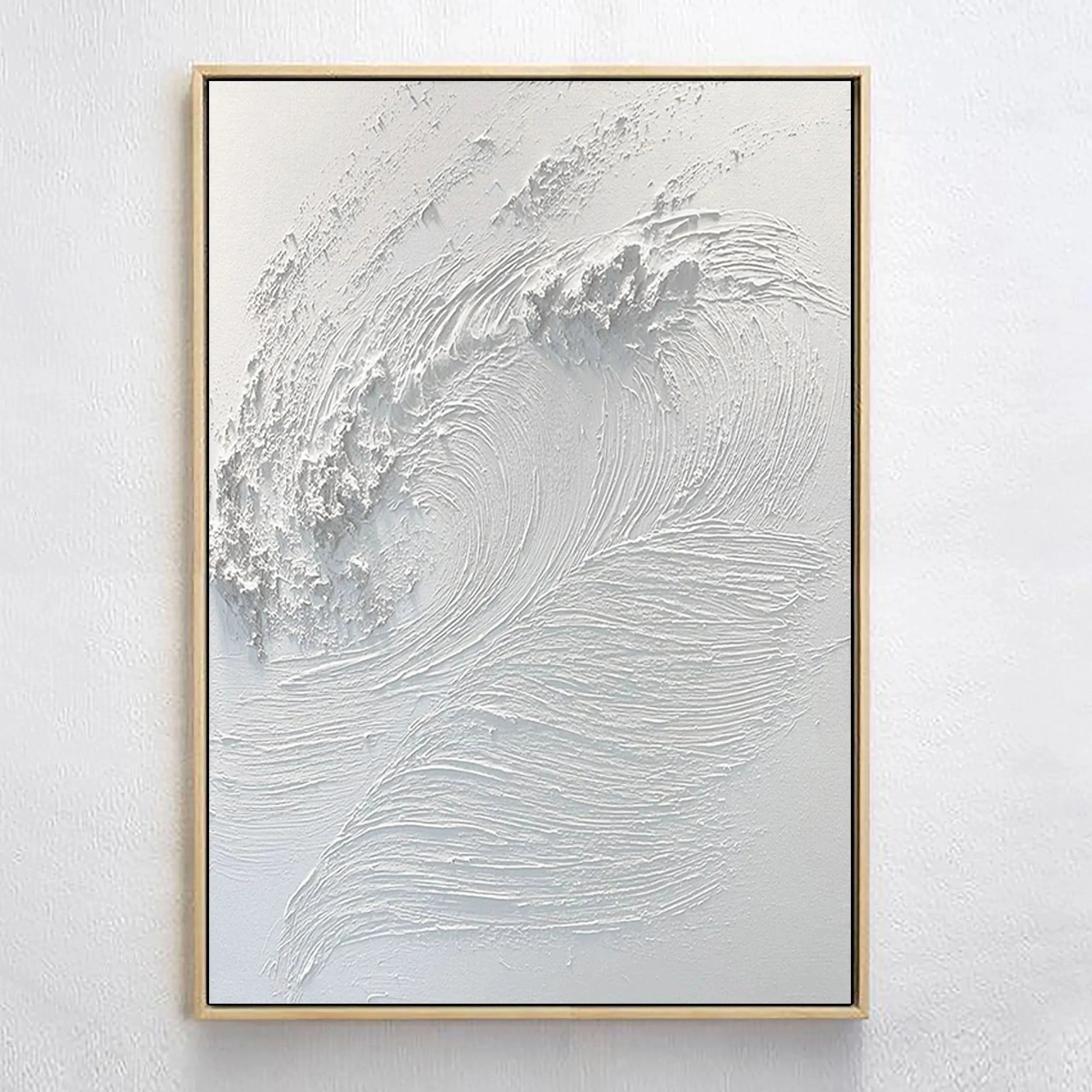 White 3D Textured Plaster Wall Art Surf Art Abstract Handcrafted Painting Minimalist Home Decor