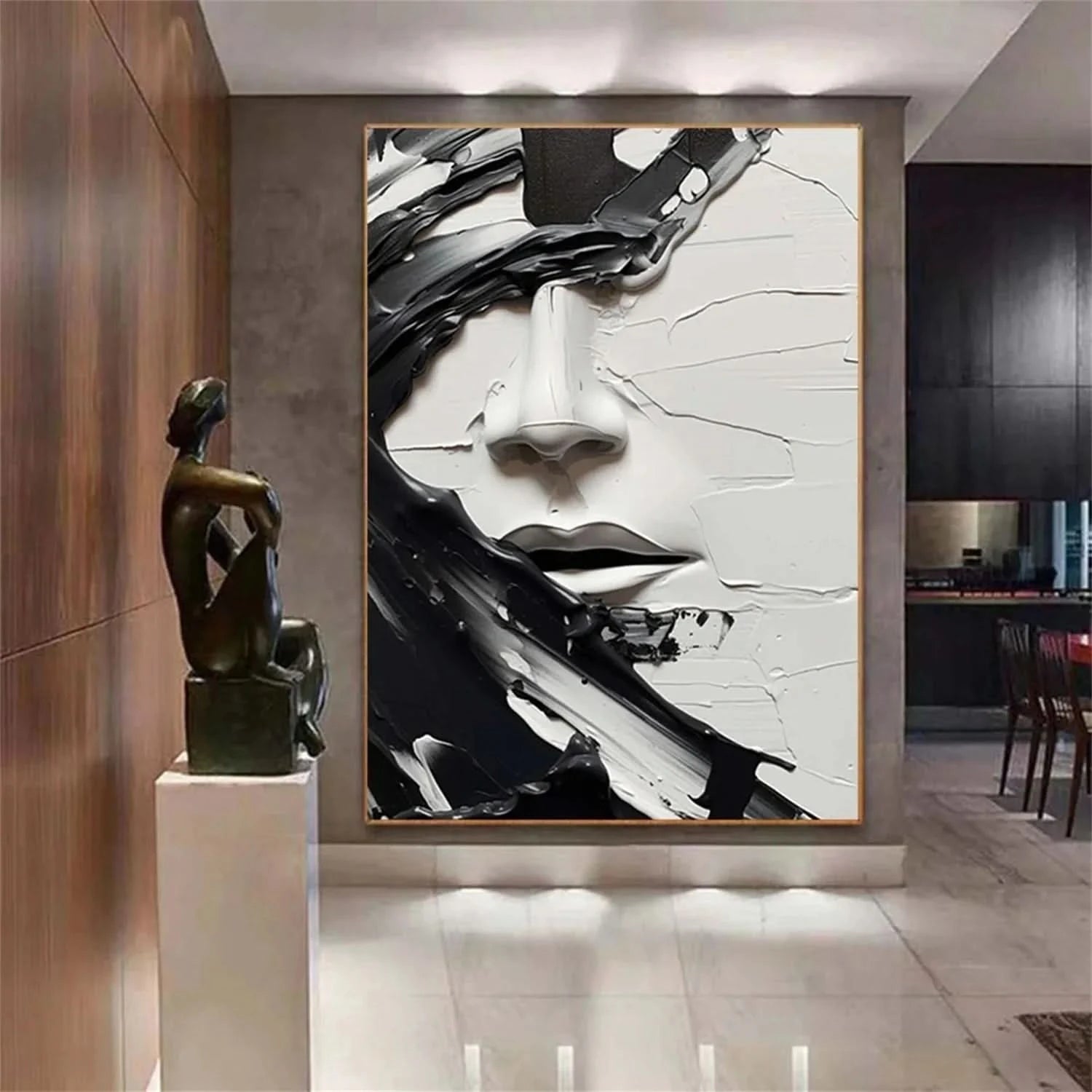 Abstract Portrait Black and White Painting #AP014