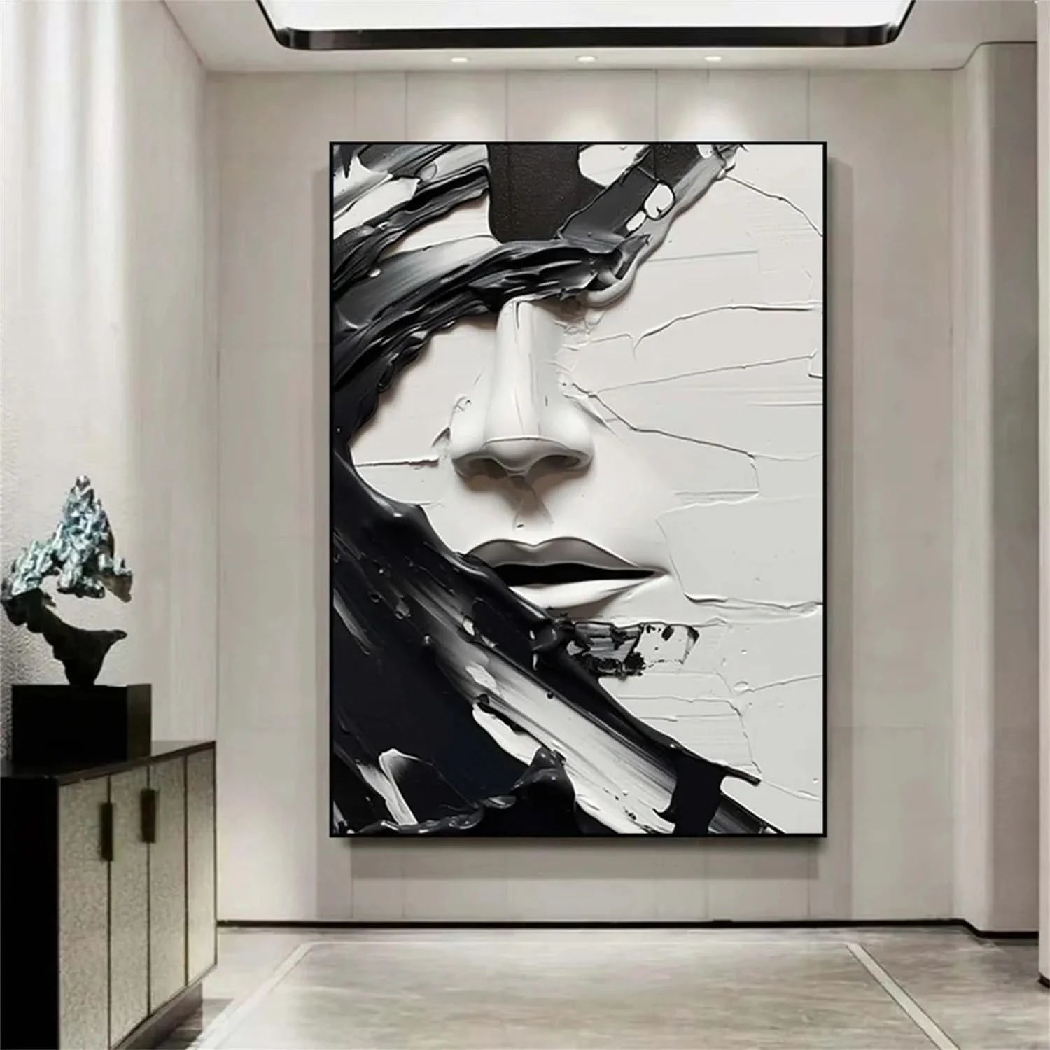 Abstract Portrait Black and White Painting #AP014