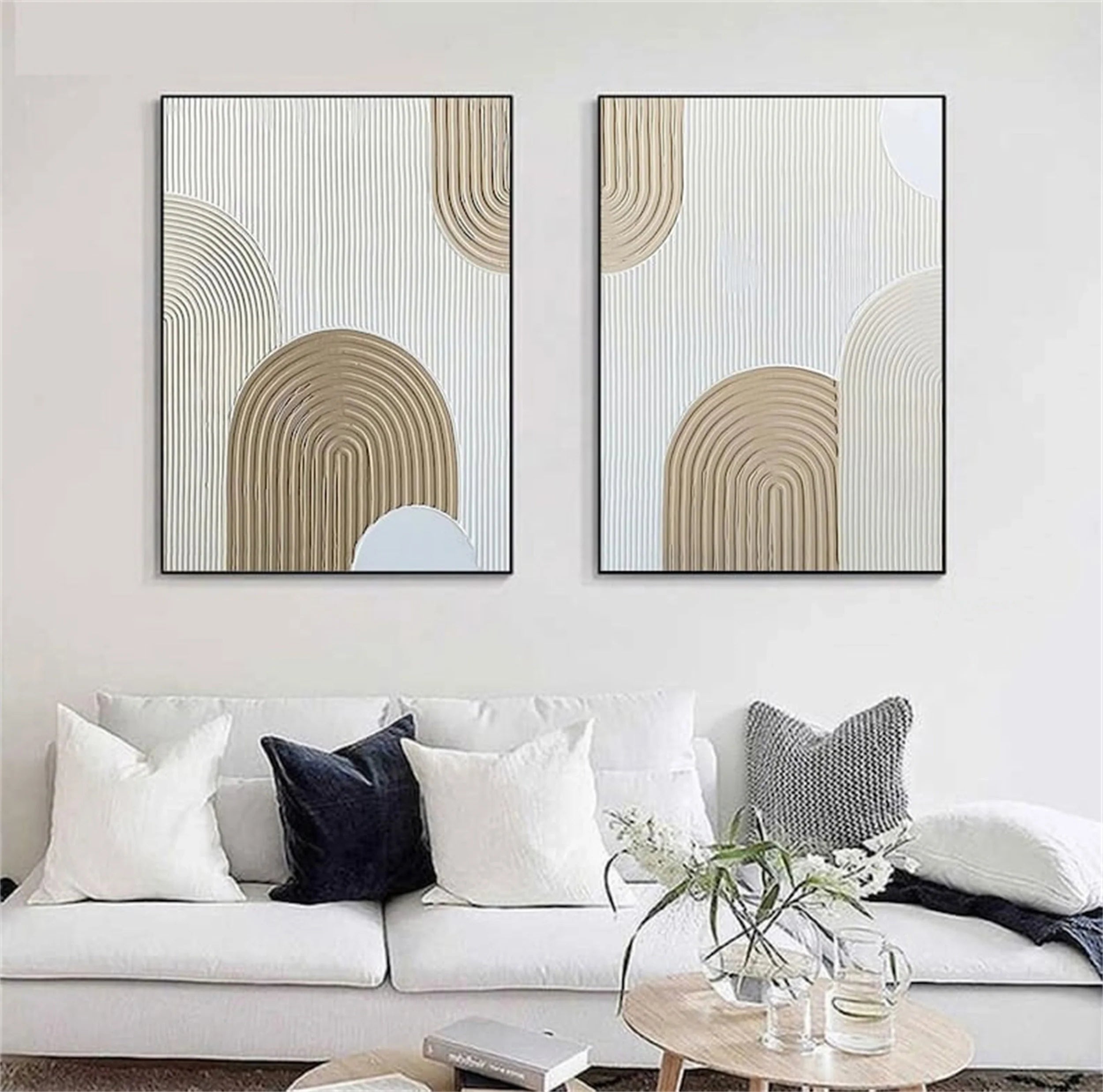 Beige & Brown Abstract Set of 2 #BB076