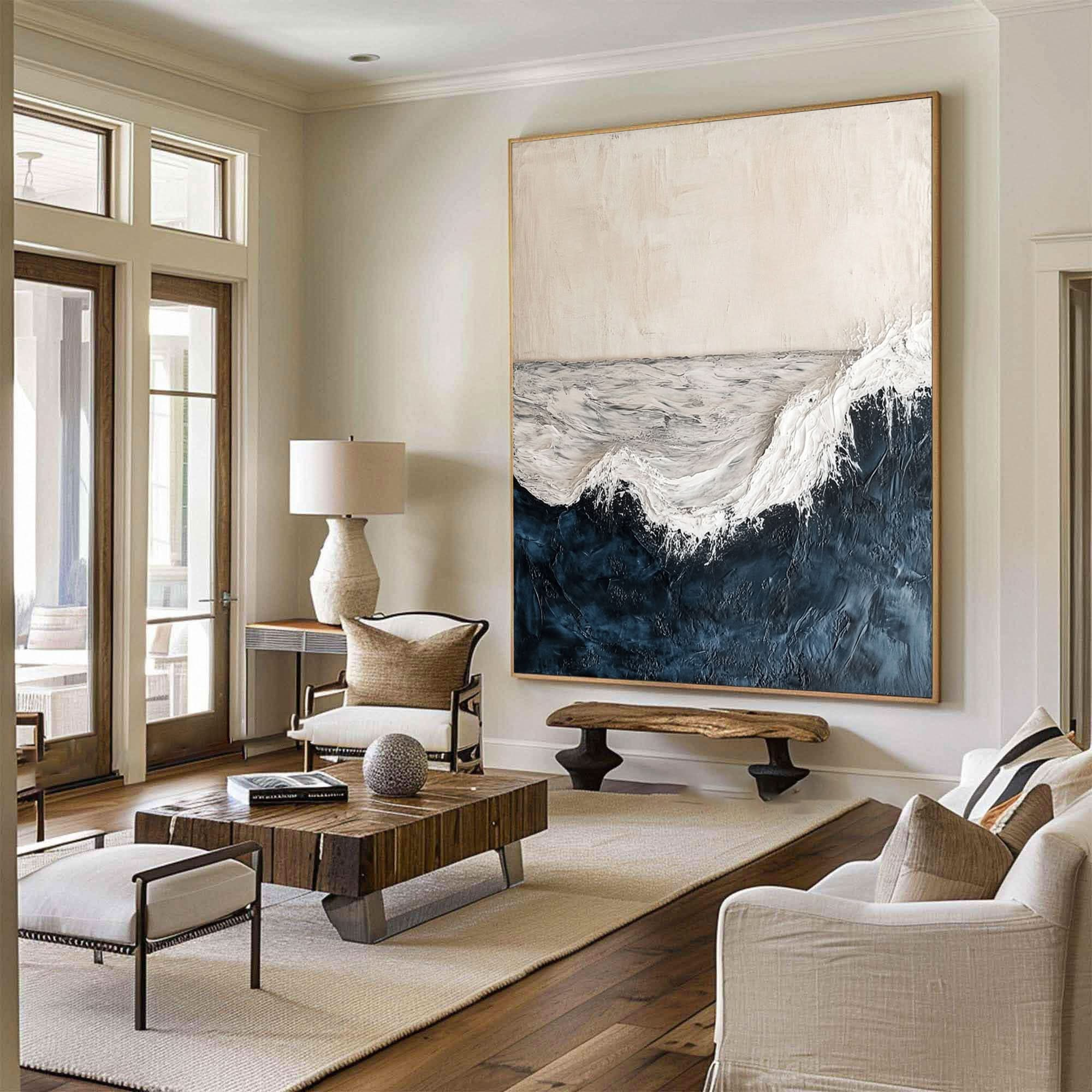 Handcrafted Ocean Wave Painting with Textured 3D Details #BGM 038