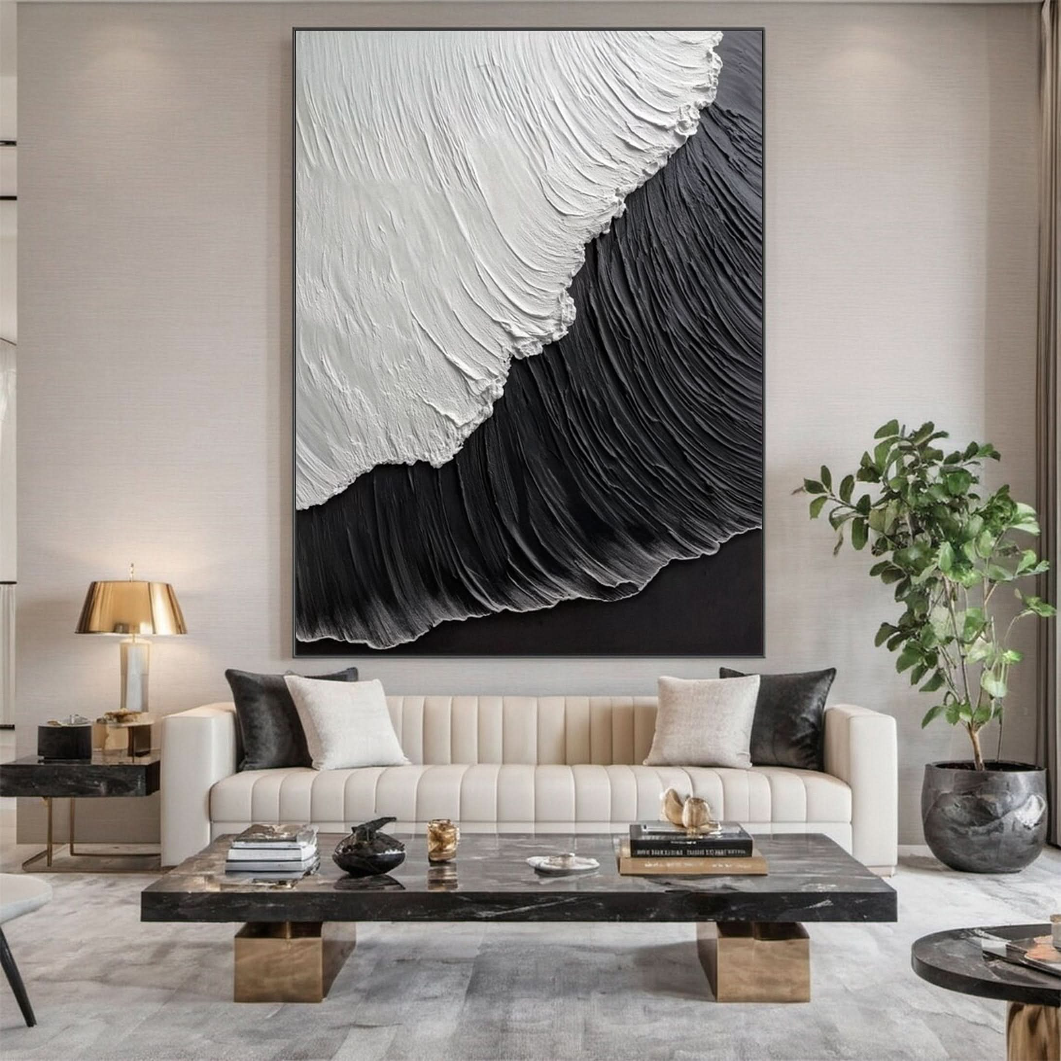 Dynamic Ocean Wave Canvas Art Textured Sea Painting #OS 067