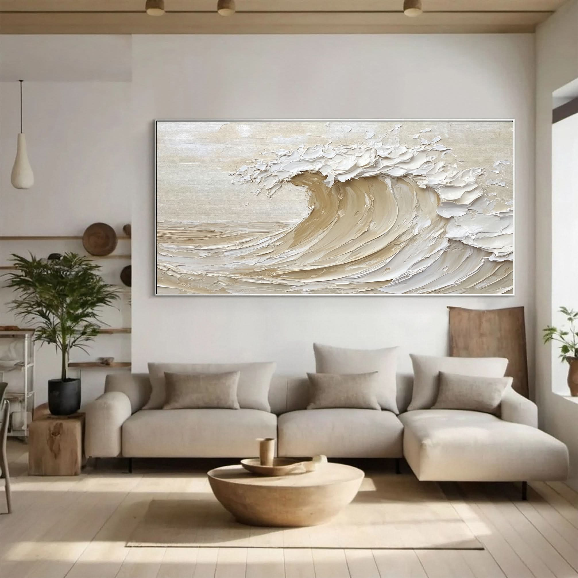 Dynamic Ocean Wave Canvas Art Textured Sea Painting #OS 072