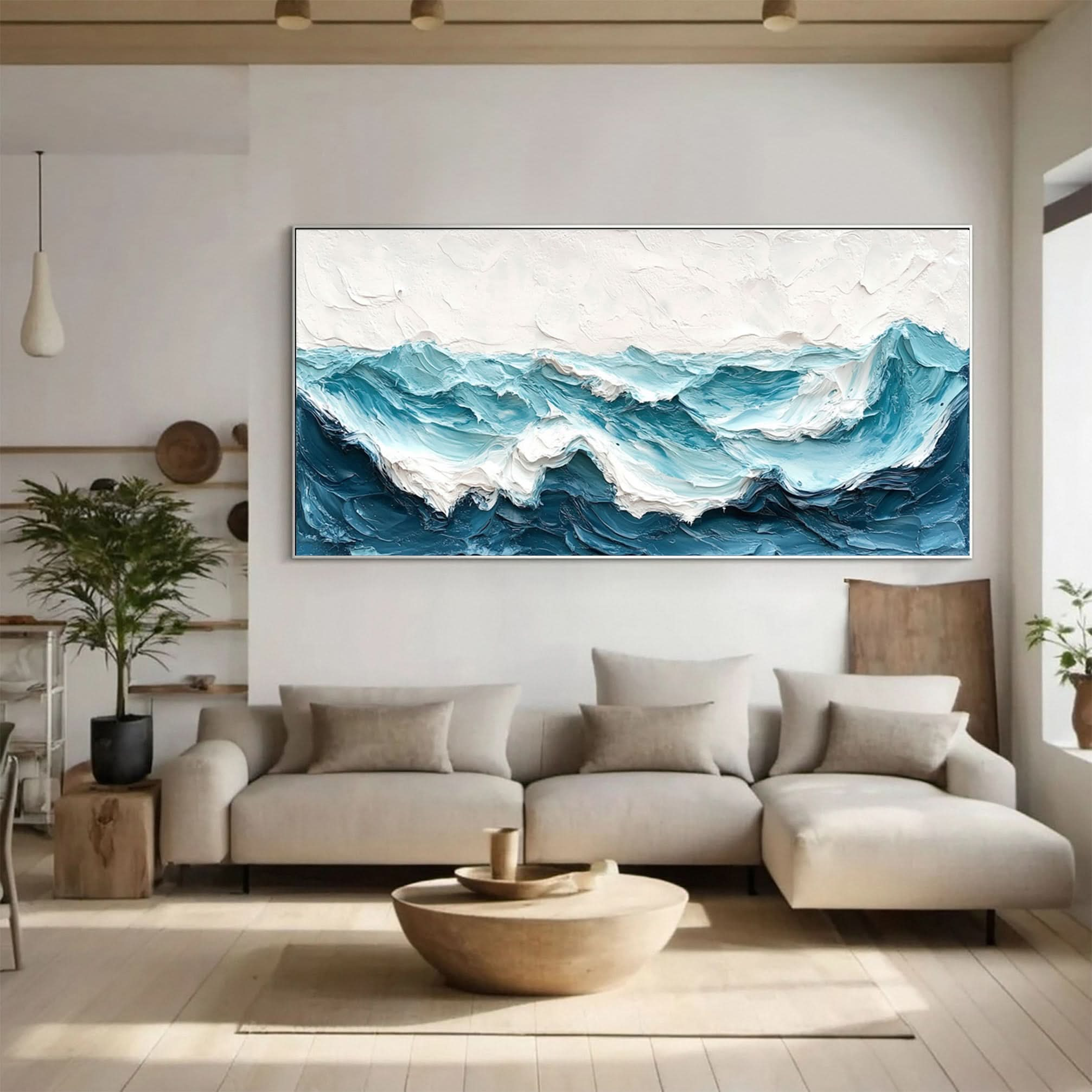 Large Abstract Sea Waves Artwork for Contemporary Wall Decor #OS 057