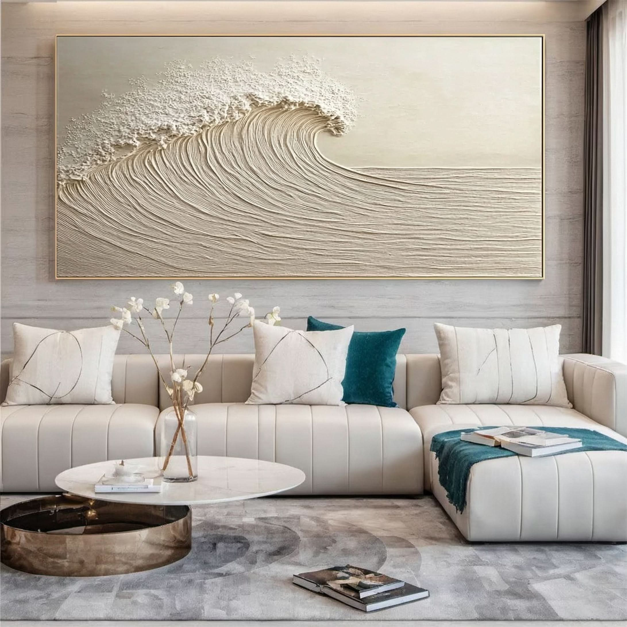 Dynamic Ocean Wave Canvas Art Textured Sea Painting #OS 077