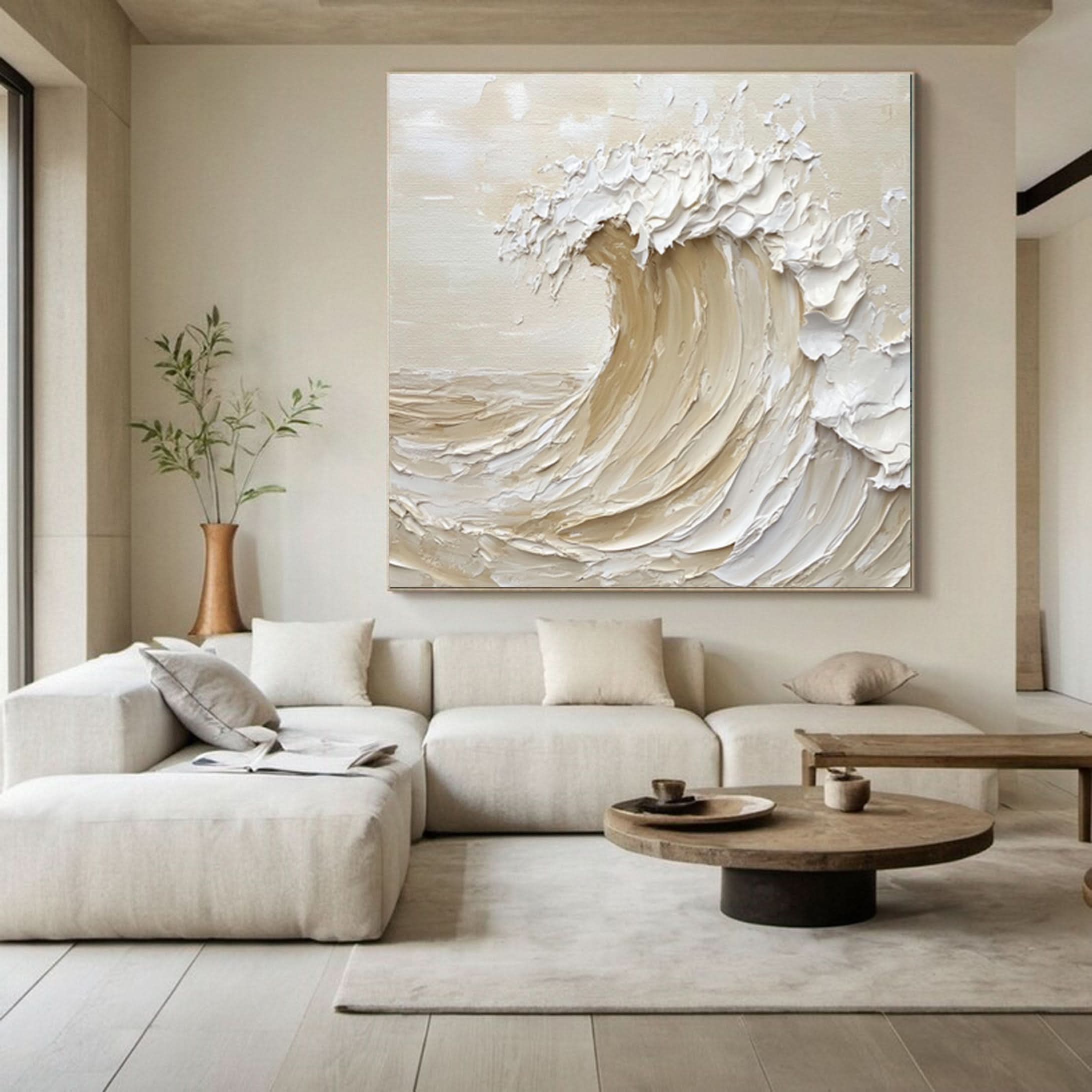 Dynamic Ocean Wave Canvas Art Textured Sea Painting #OS 071