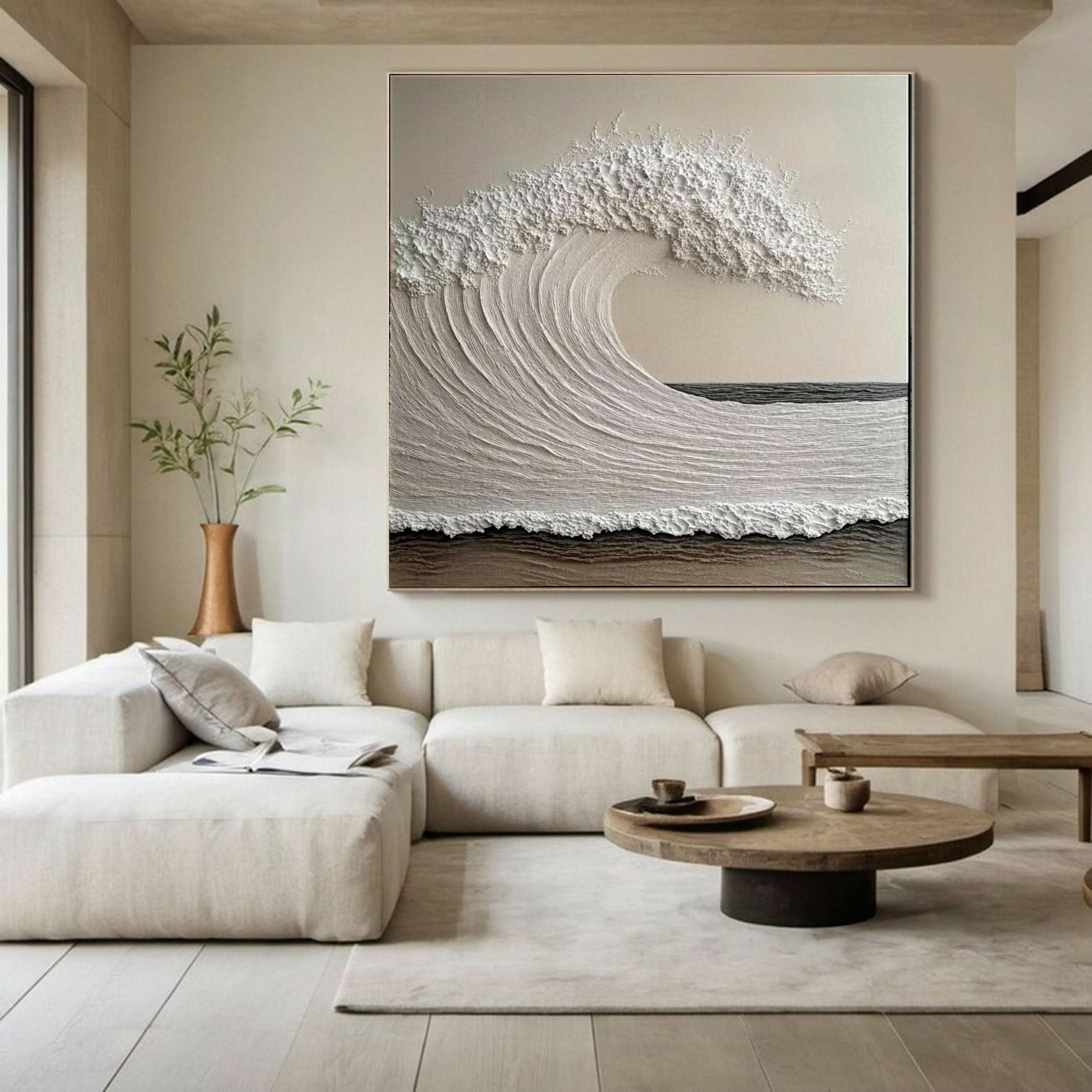 Dynamic Ocean Wave Canvas Art Textured Sea Painting #OS 078