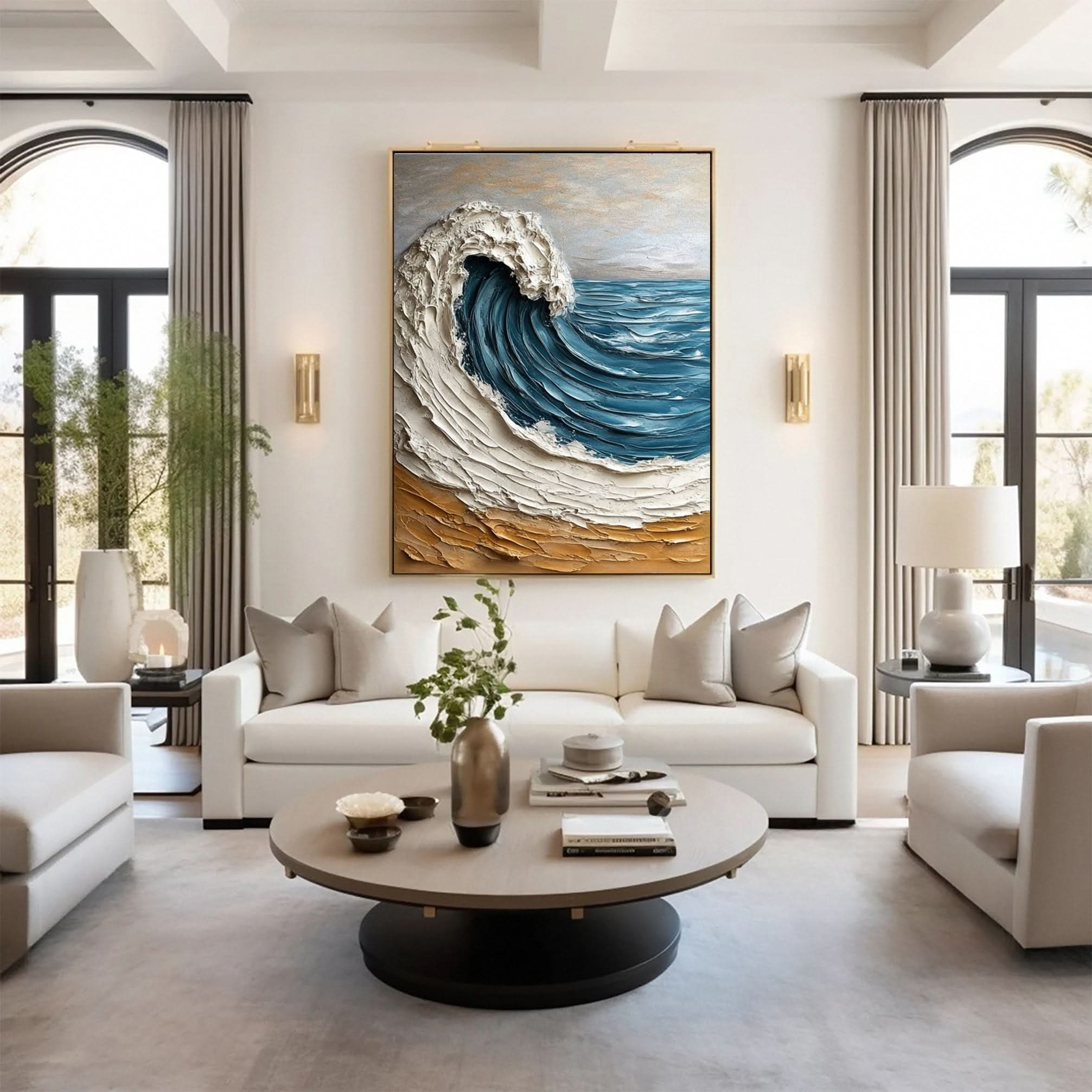 Modern Ocean Wave Canvas Textured Abstract Art for Home Decor #OS 061