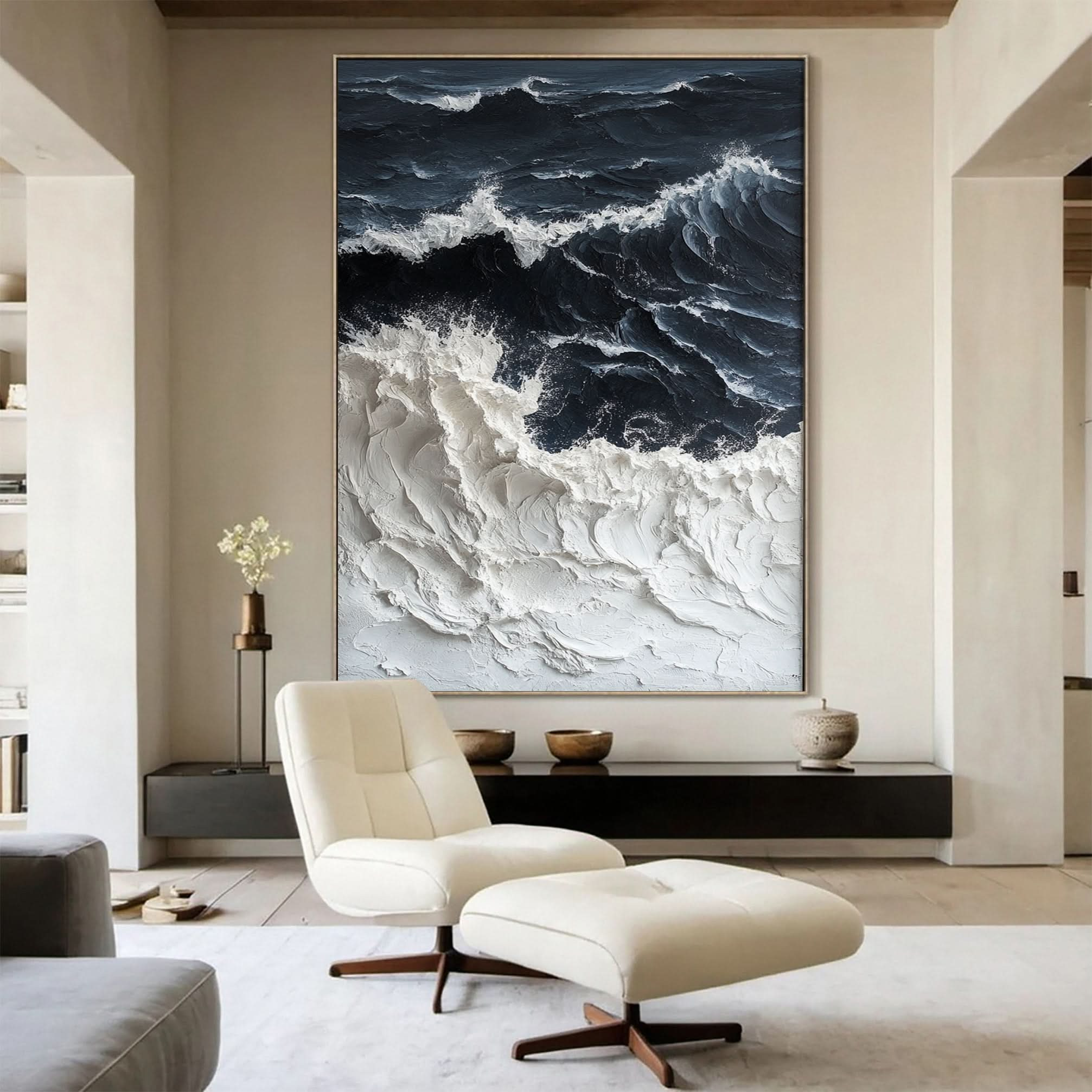 Dynamic Ocean Wave Canvas Art Textured Sea Painting #OS 064