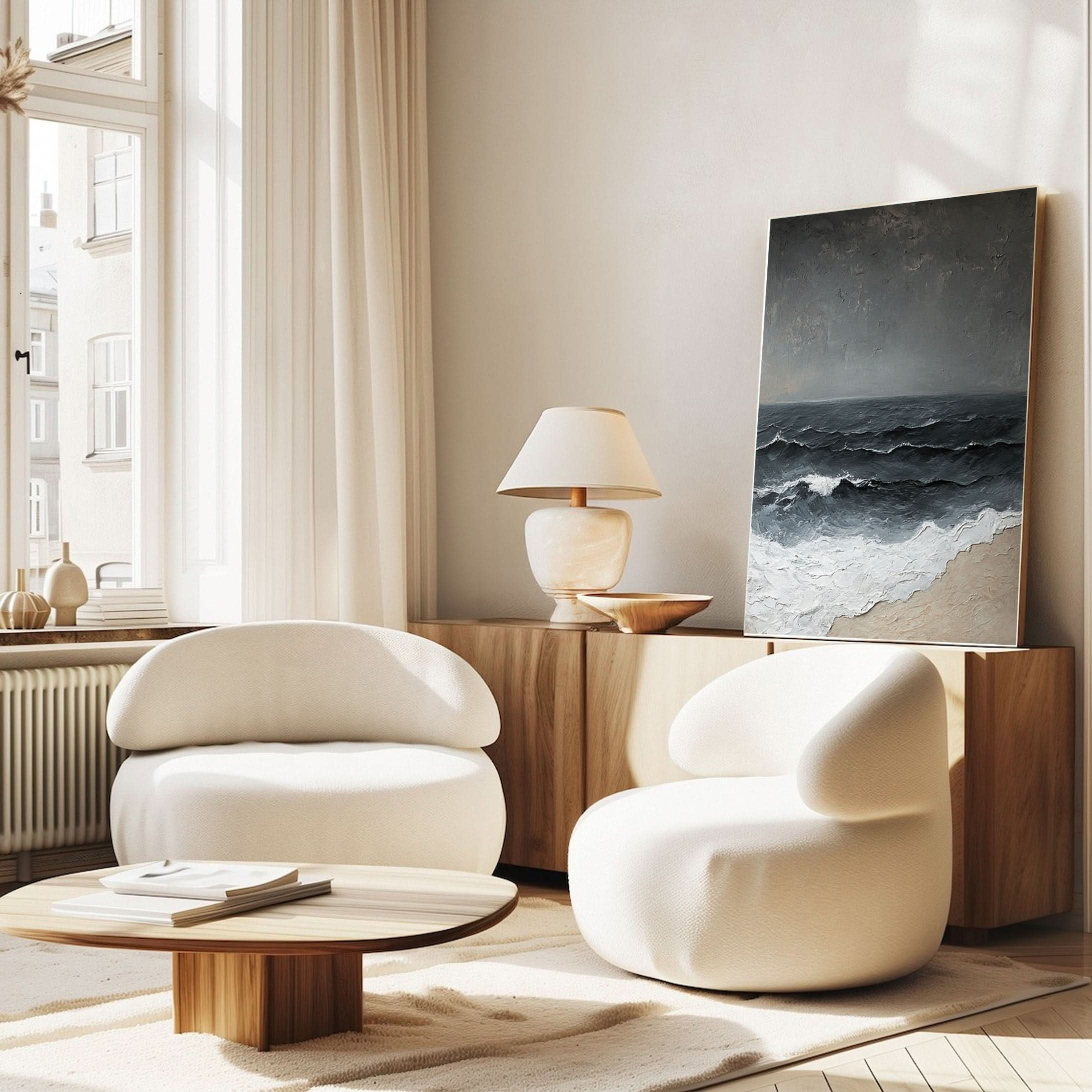 Dynamic Ocean Wave Canvas Art Textured Sea Painting #OS 070