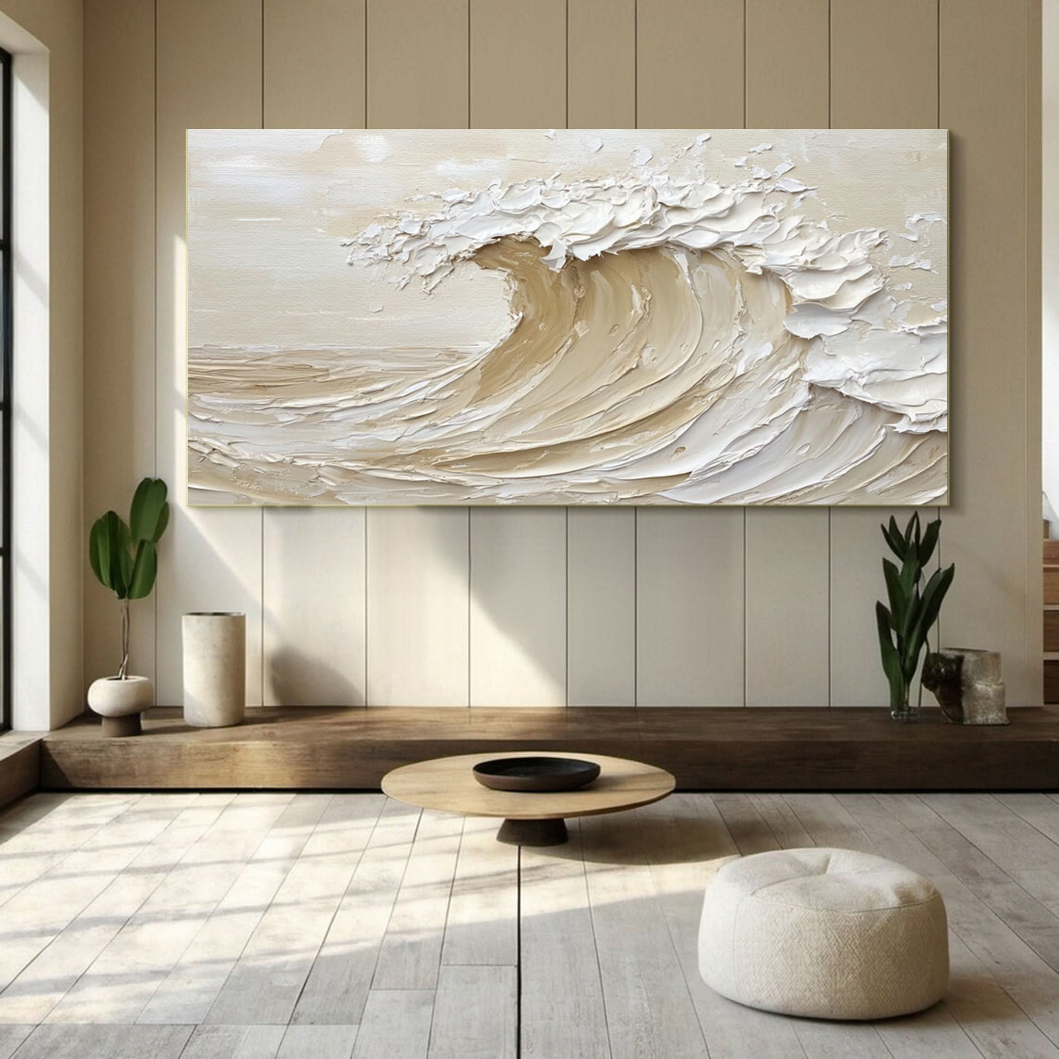 Dynamic Ocean Wave Canvas Art Textured Sea Painting #OS 072