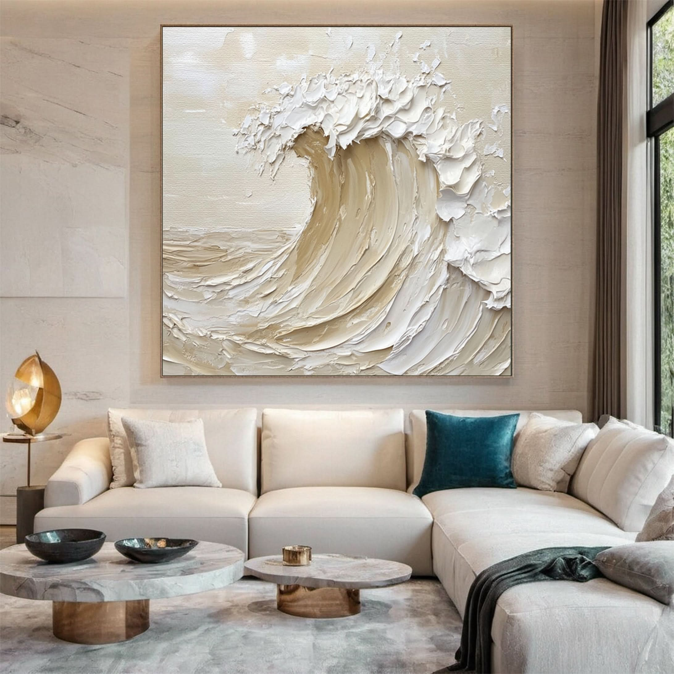 Dynamic Ocean Wave Canvas Art Textured Sea Painting #OS 071